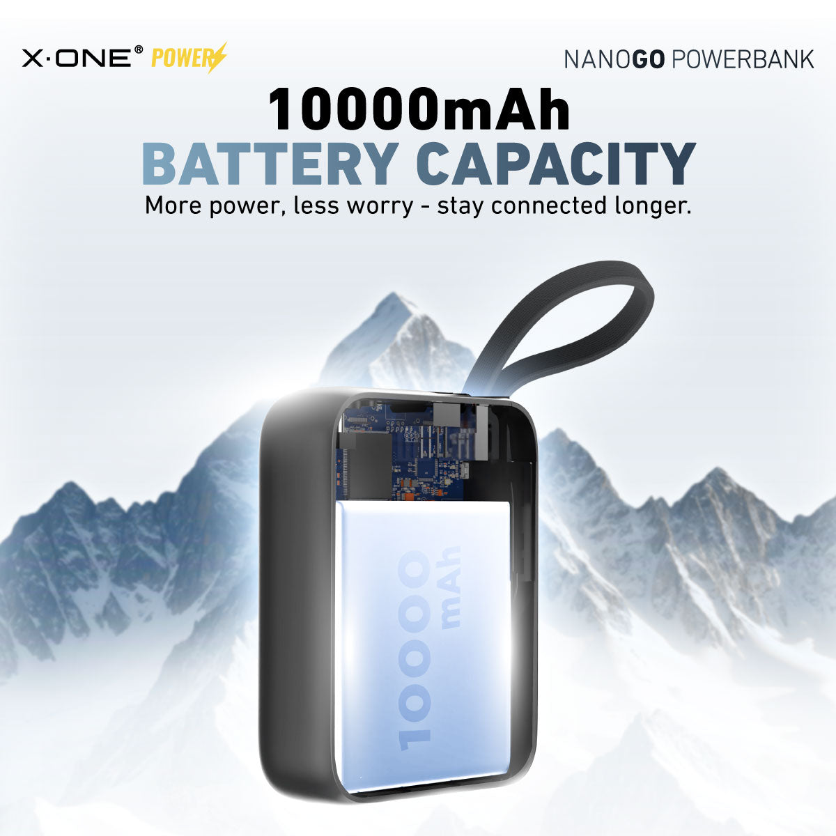 X.One NanoGo PD35W with Built-In Cable Fast Charging 10,000mAh Powerbank with Digital Display Compact Size