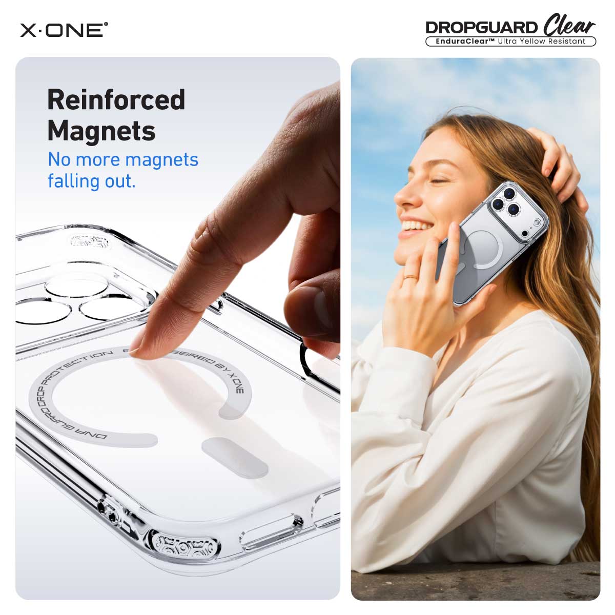 X.One Dropguard Clear Impact Protection Case with EnduraClear for iPhone 17 Series | Magsafe Compatible