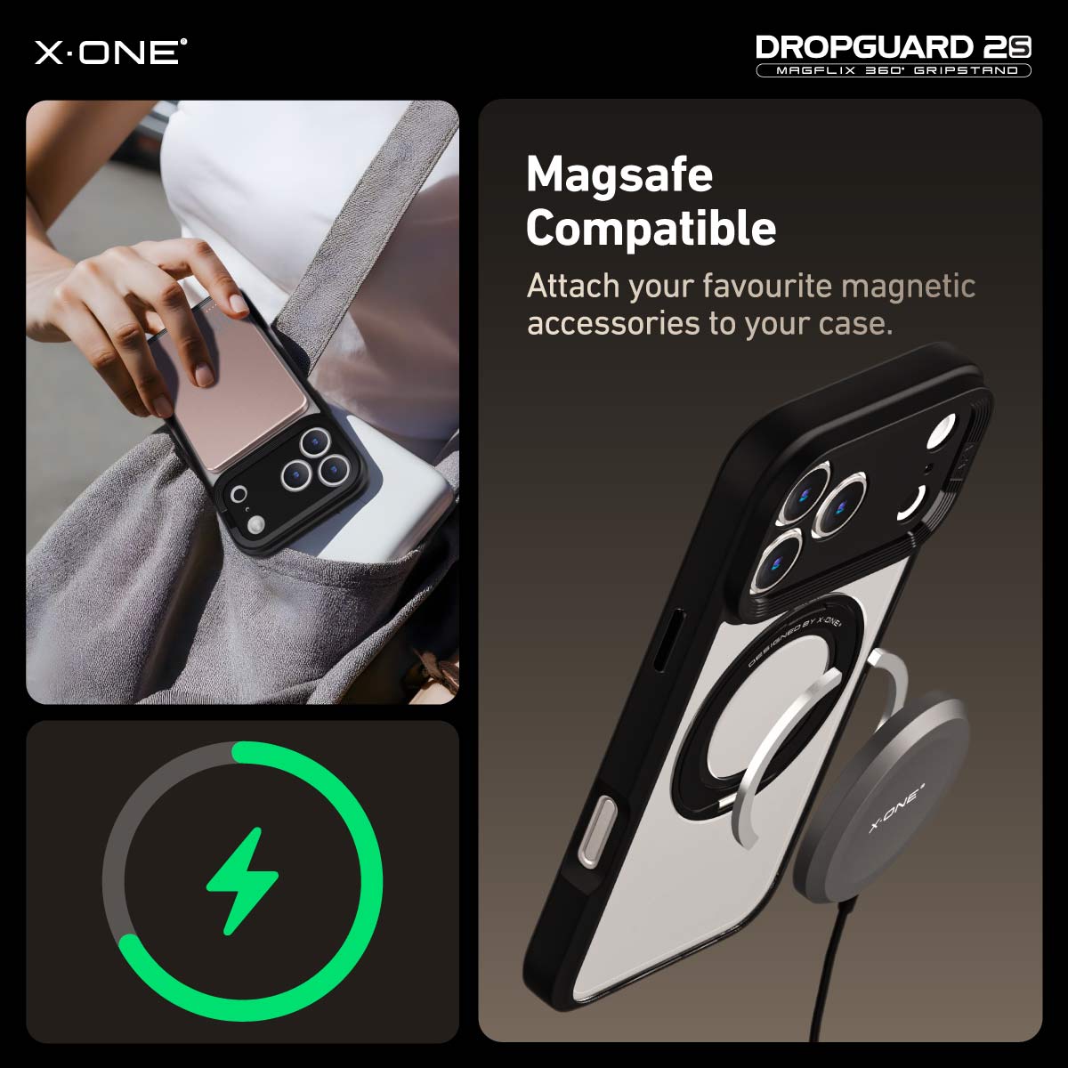 X.One Dropguard 2.0 with Gripstand Impact Protection Case for iPhone 17 Series | Magsafe Compatible
