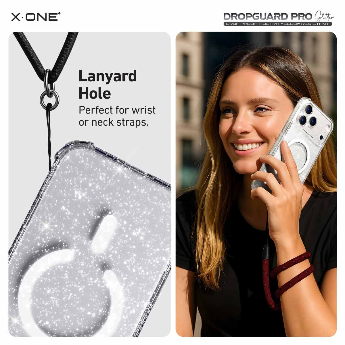 X.One Dropguard Pro Glitter Impact Protection Case with EnduraClear for iPhone 17 Series | Magsafe Compatible