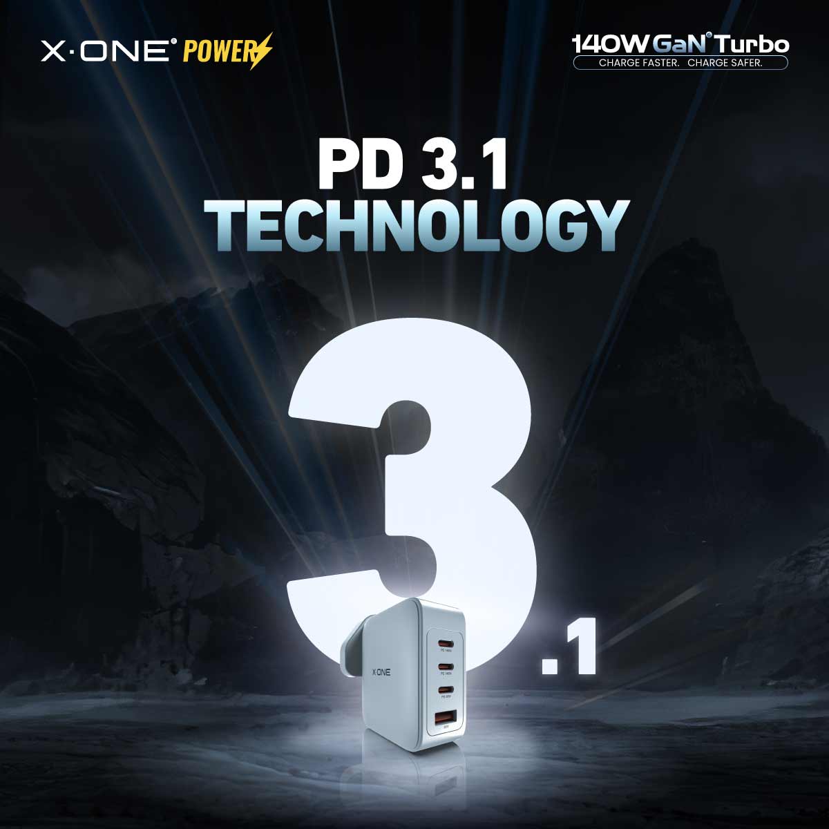 X.Oneยฎ 140W GaN 6 Turbo Ultra Fast Charger (4-Ports)