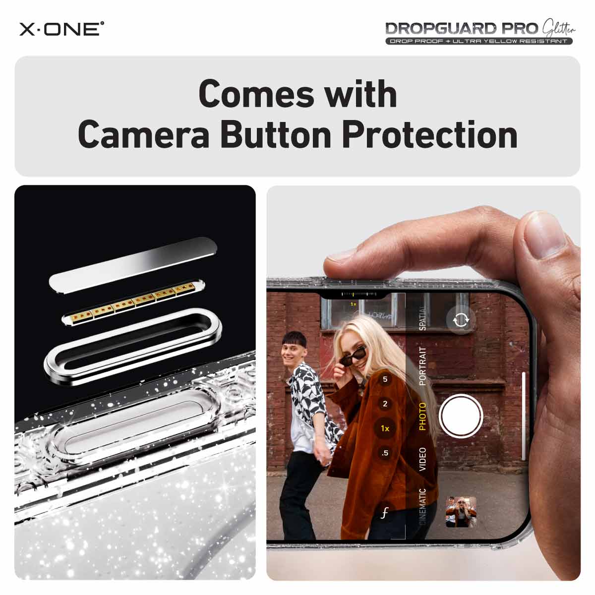 X.One Dropguard Pro Glitter Impact Protection Case with EnduraClear for iPhone 17 Series | Magsafe Compatible