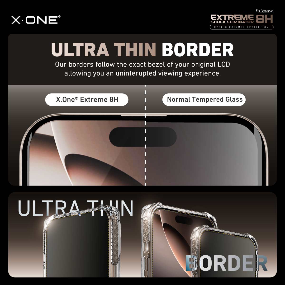 X.One® Hybrid Polymer Impact Screen Protector with Installer Kit