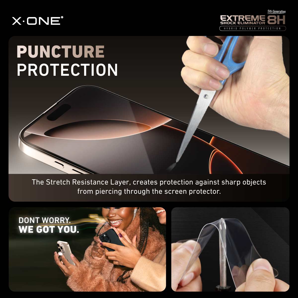 X.One® Hybrid Polymer Impact Screen Protector with Installer Kit