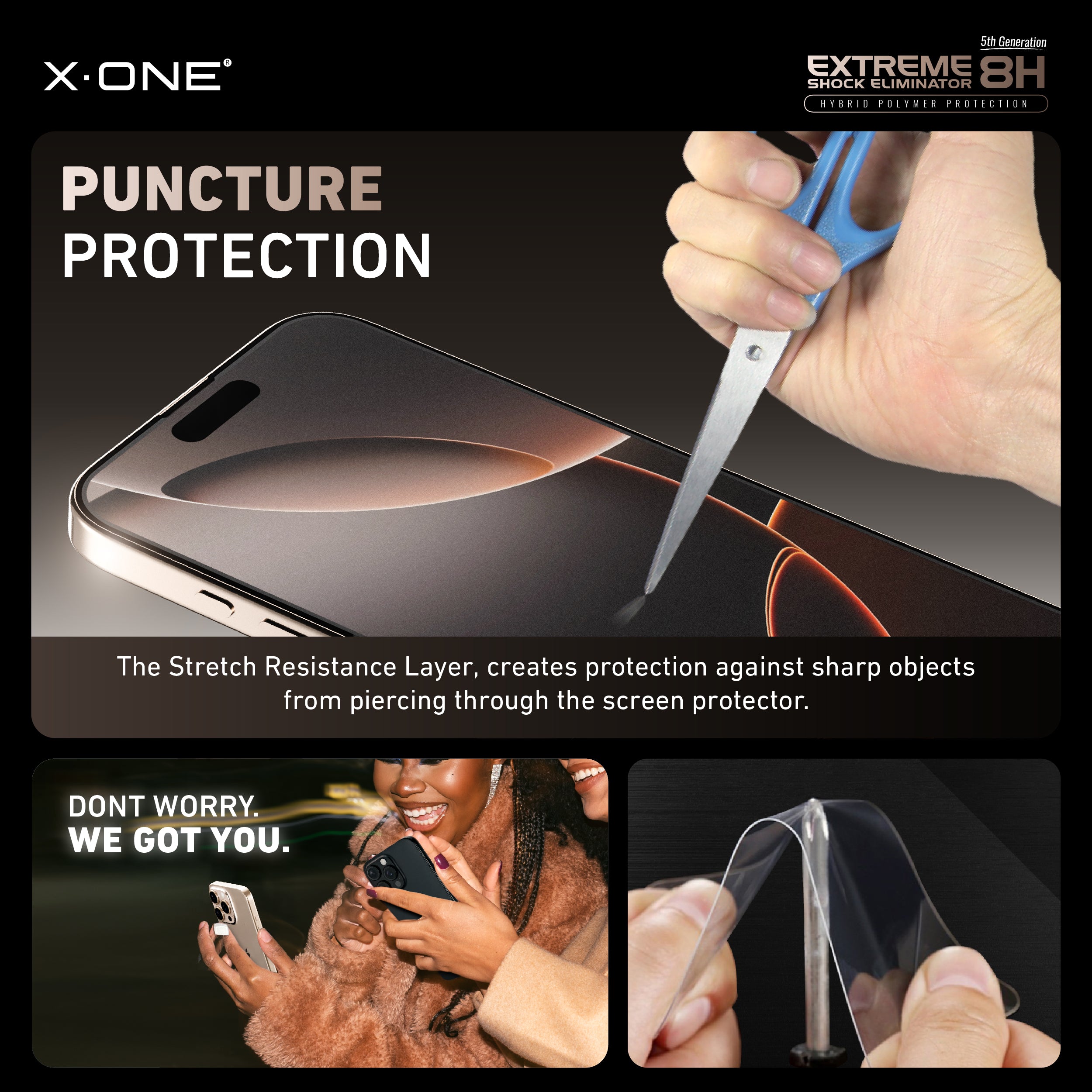 X.One® Hybrid Polymer Impact Screen Protector with Installer Kit