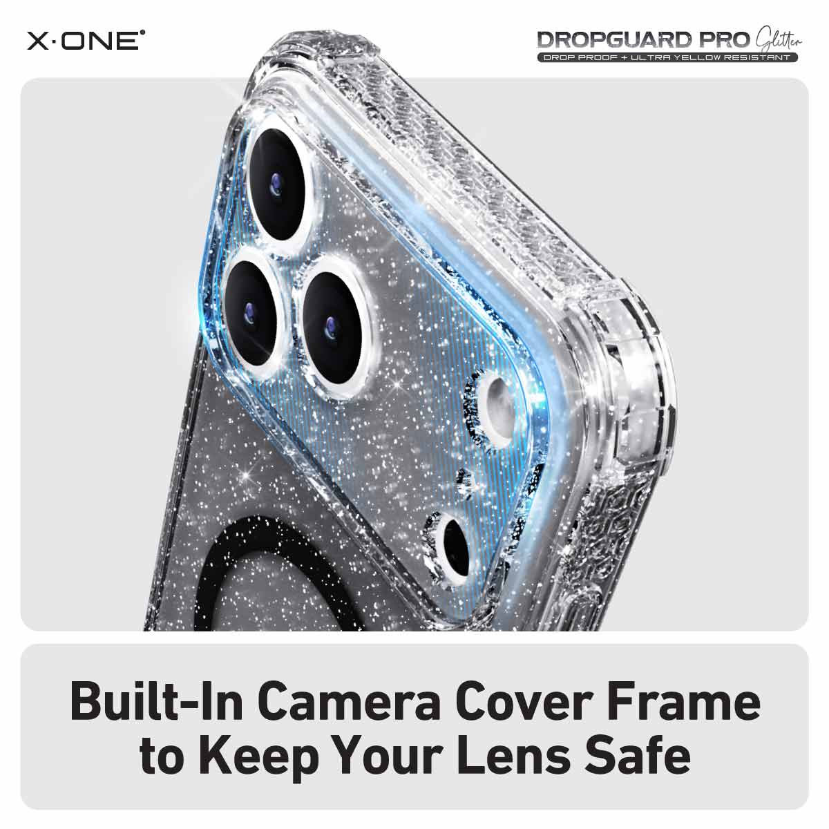 X.One Dropguard Pro Glitter Impact Protection Case with EnduraClear for iPhone 17 Series | Magsafe Compatible