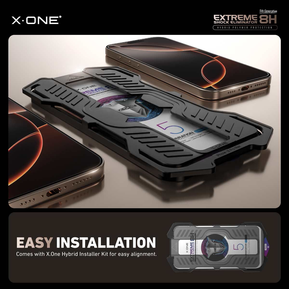 X.One® Hybrid Polymer Impact Screen Protector with Installer Kit