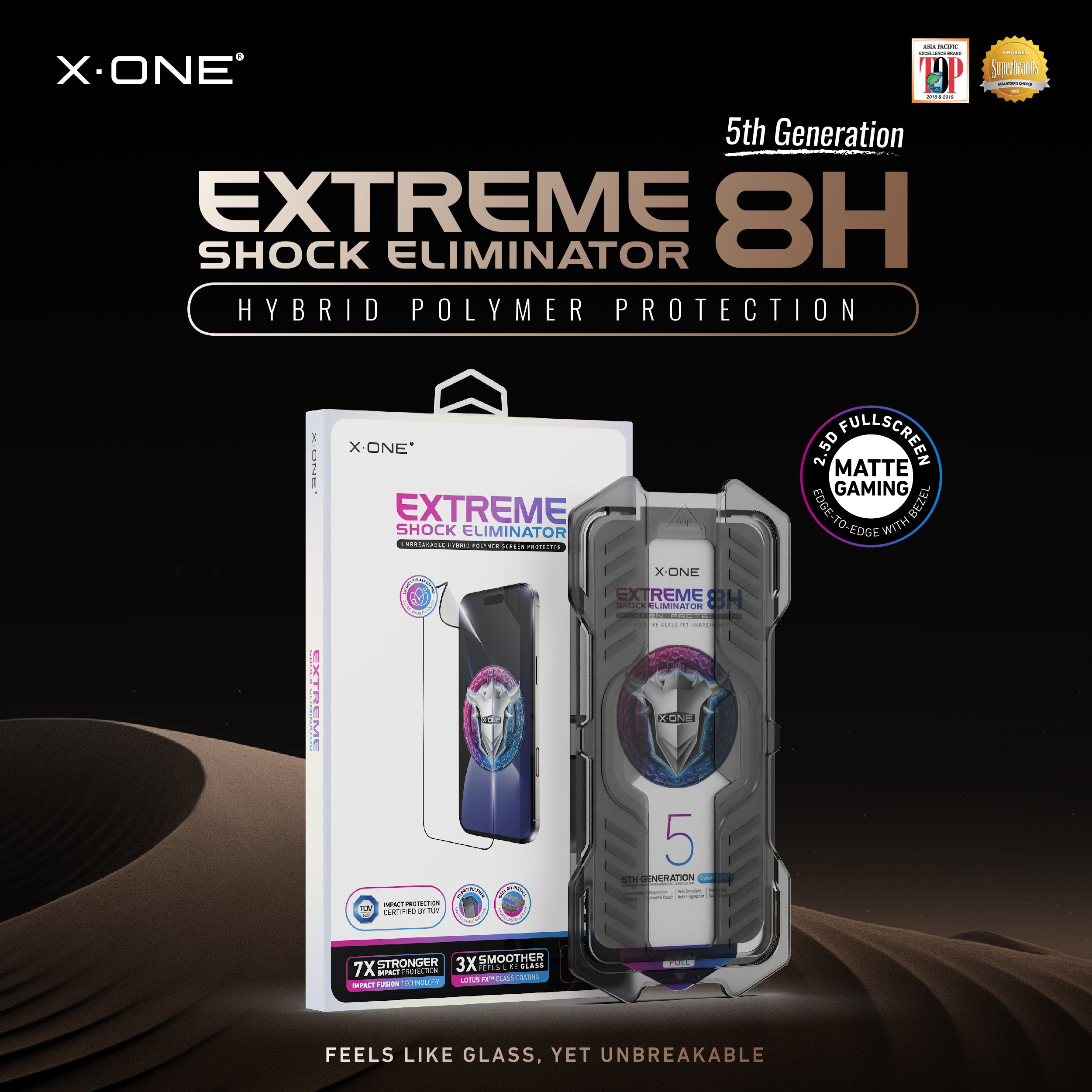 X.One® Hybrid Polymer Impact Screen Protector with Installer Kit