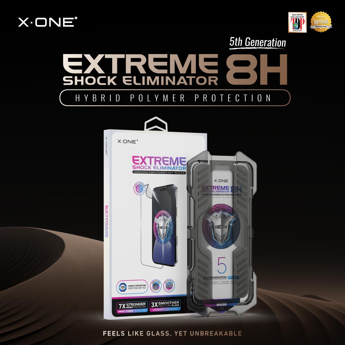 X.One® Hybrid Polymer Impact Screen Protector with Installer Kit