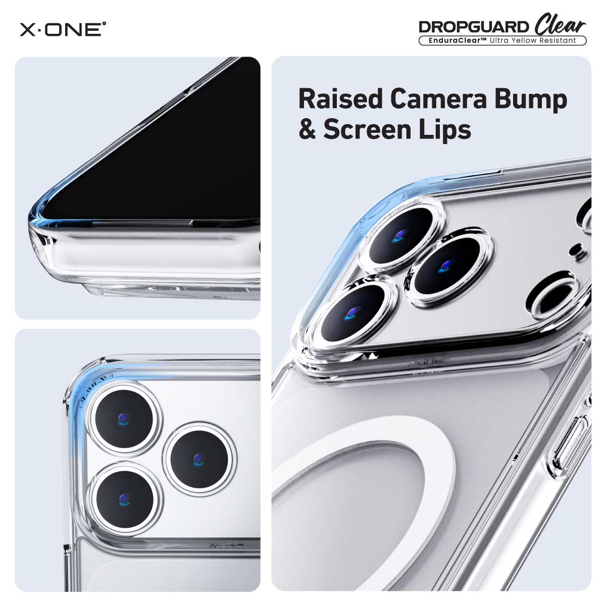 X.One Dropguard Clear Impact Protection Case with EnduraClear for iPhone 17 Series | Magsafe Compatible
