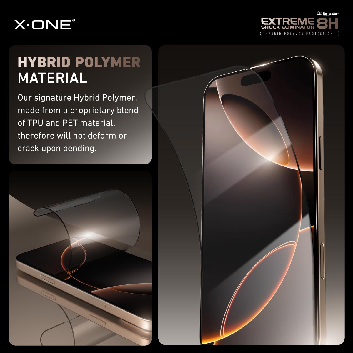 X.One® Hybrid Polymer Impact Screen Protector with Installer Kit