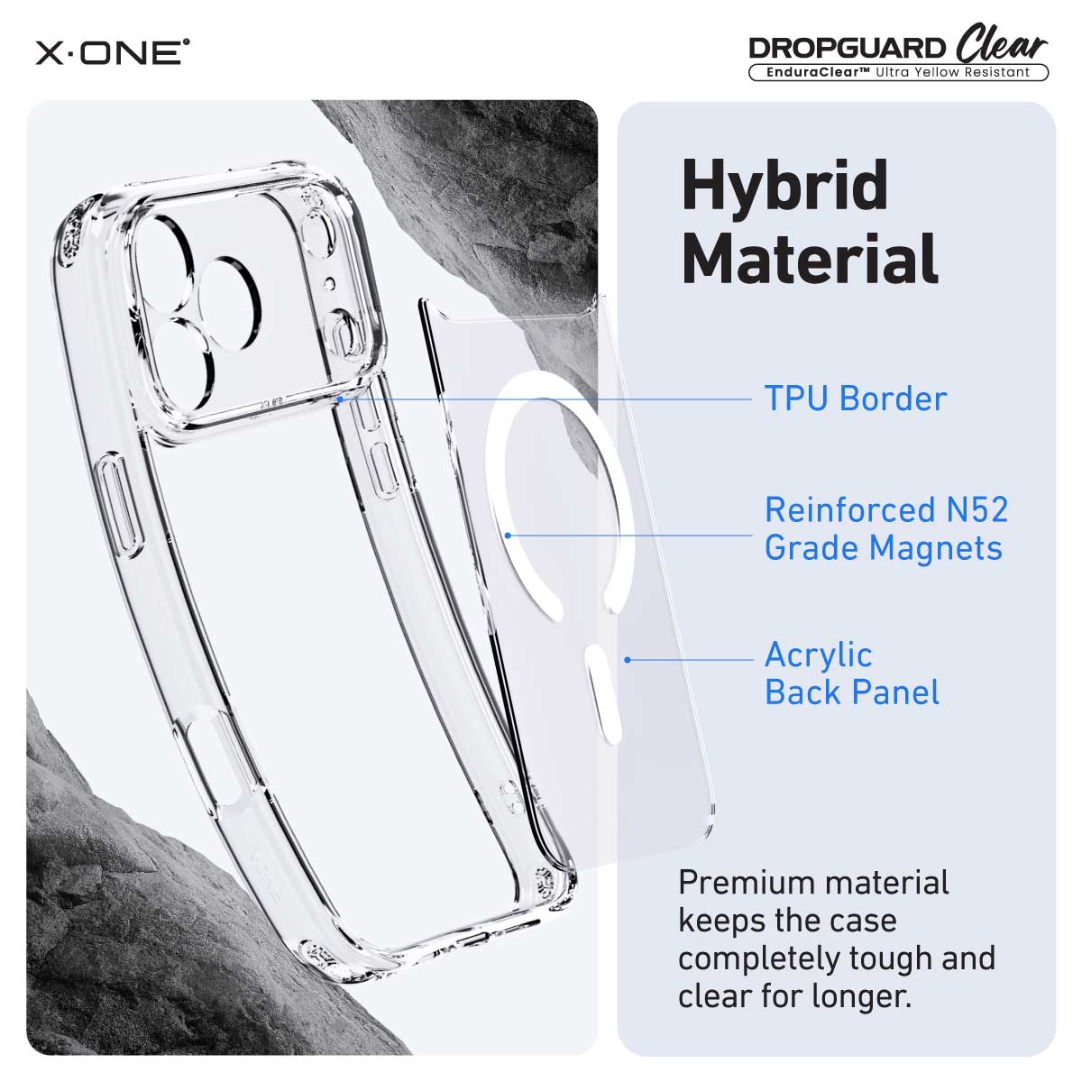 X.One Dropguard Clear Impact Protection Case with EnduraClear for iPhone 17 Series | Magsafe Compatible