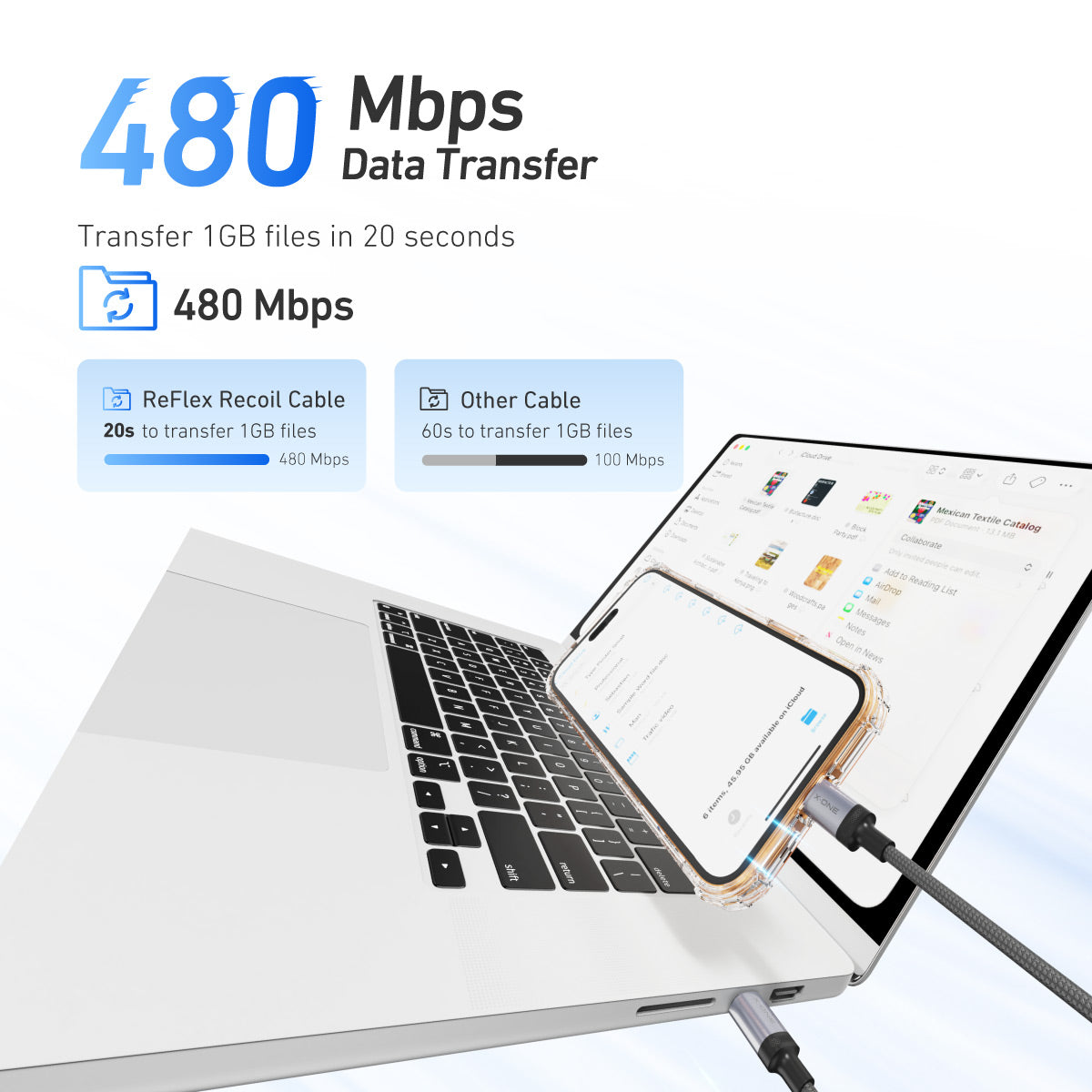 ReFlex Recoil 60W USB-C Fast Charge Cable