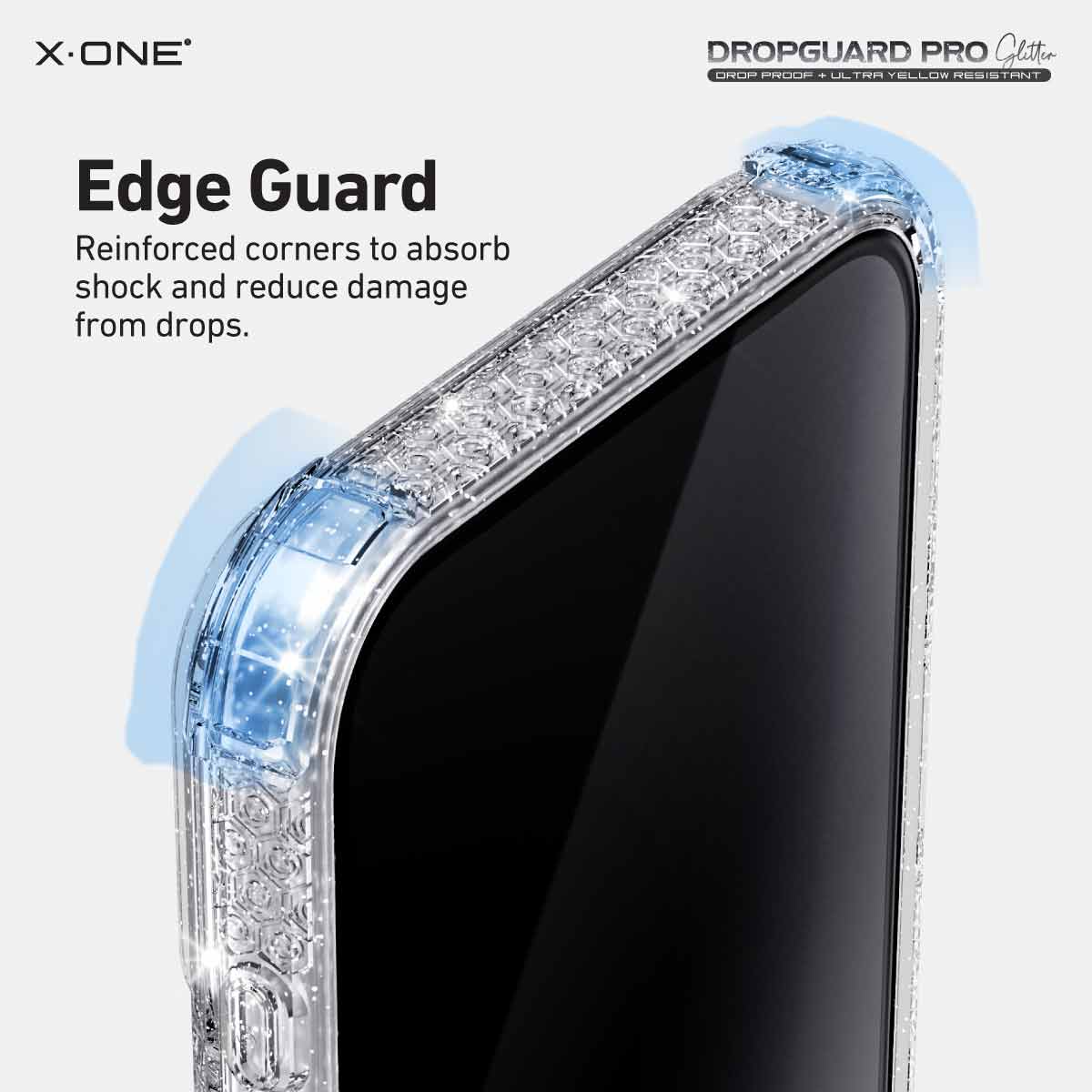 X.One Dropguard Pro Glitter Impact Protection Case with EnduraClear for iPhone 17 Series | Magsafe Compatible