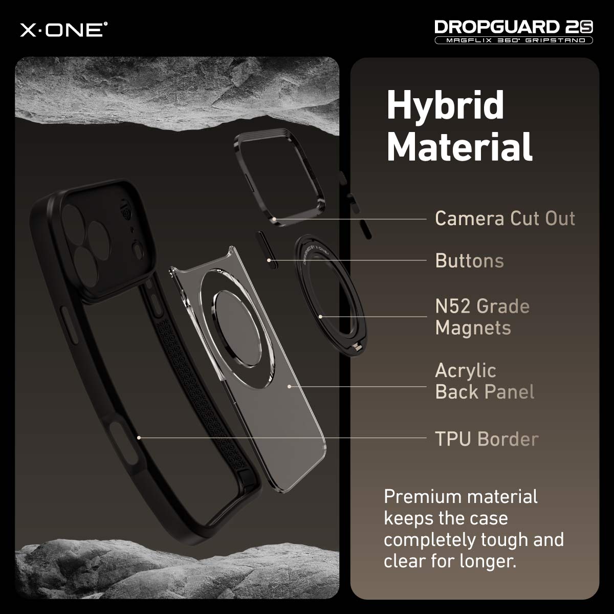 X.One Dropguard 2.0 with Gripstand Impact Protection Case for iPhone 17 Series | Magsafe Compatible