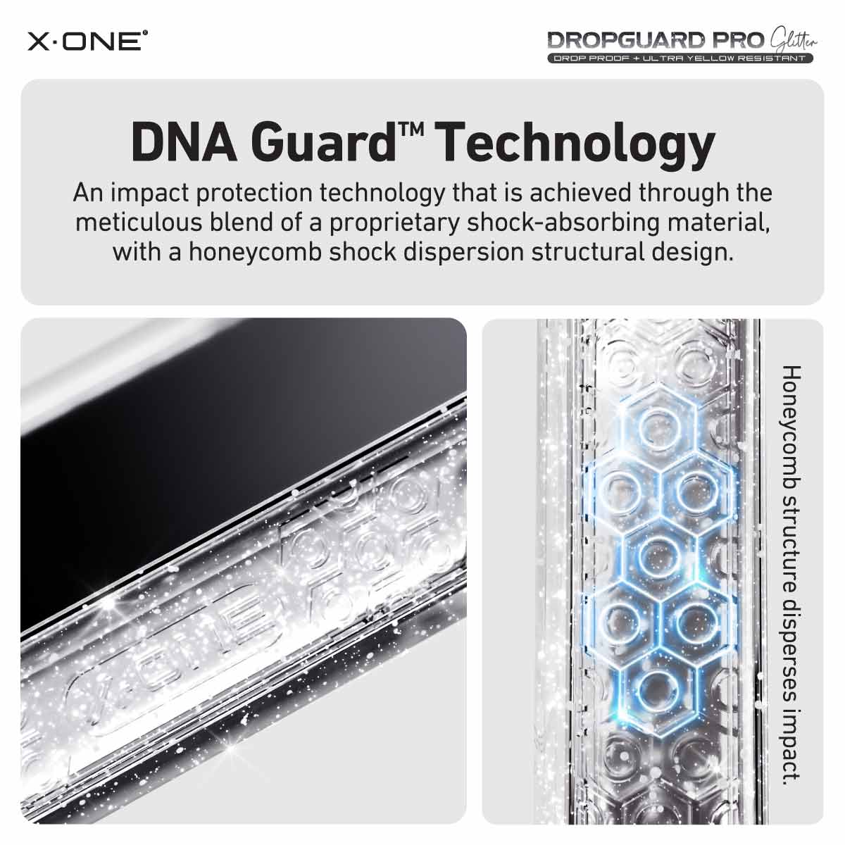 X.One Dropguard Pro Glitter Impact Protection Case with EnduraClear for iPhone 17 Series | Magsafe Compatible