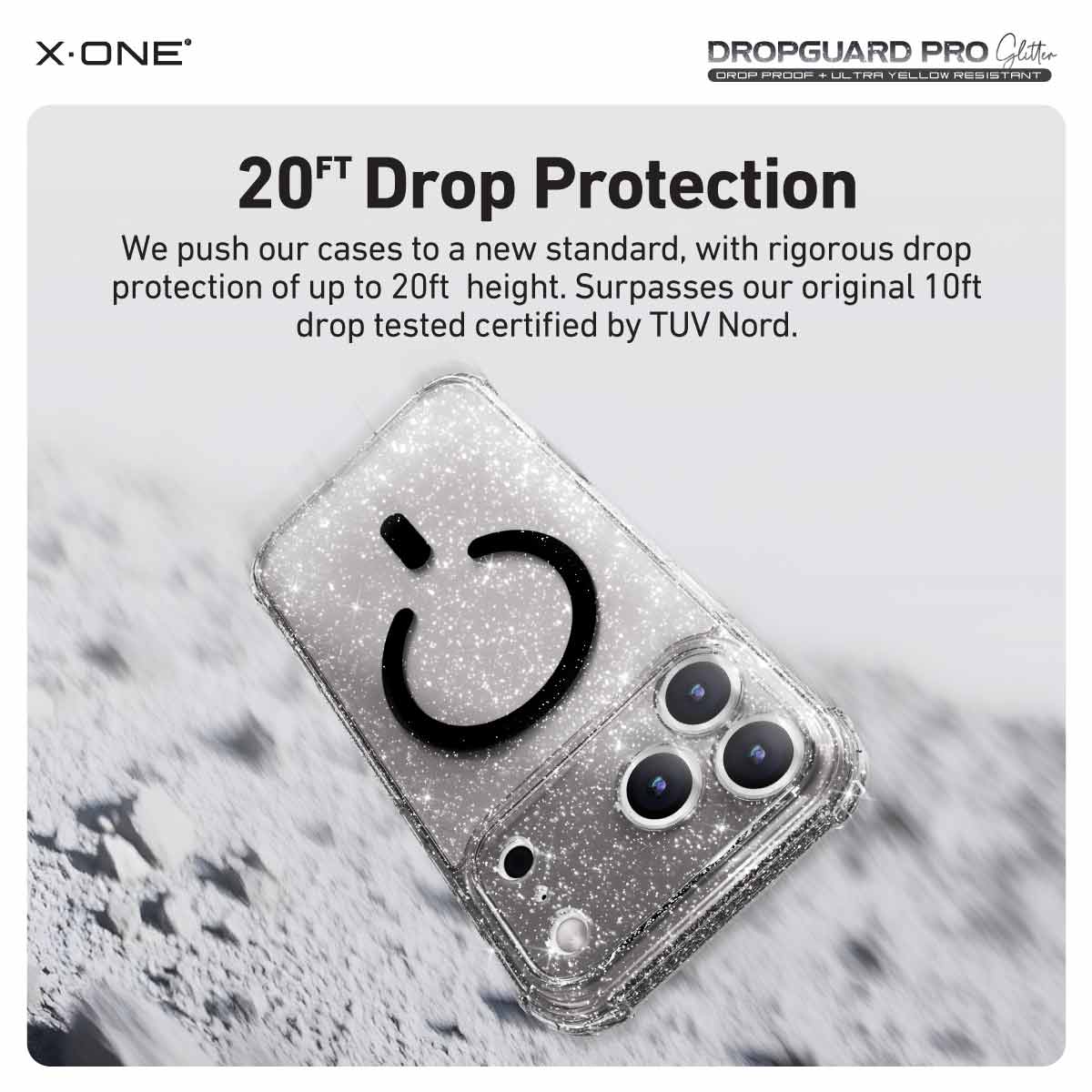 X.One Dropguard Pro Glitter Impact Protection Case with EnduraClear for iPhone 17 Series | Magsafe Compatible