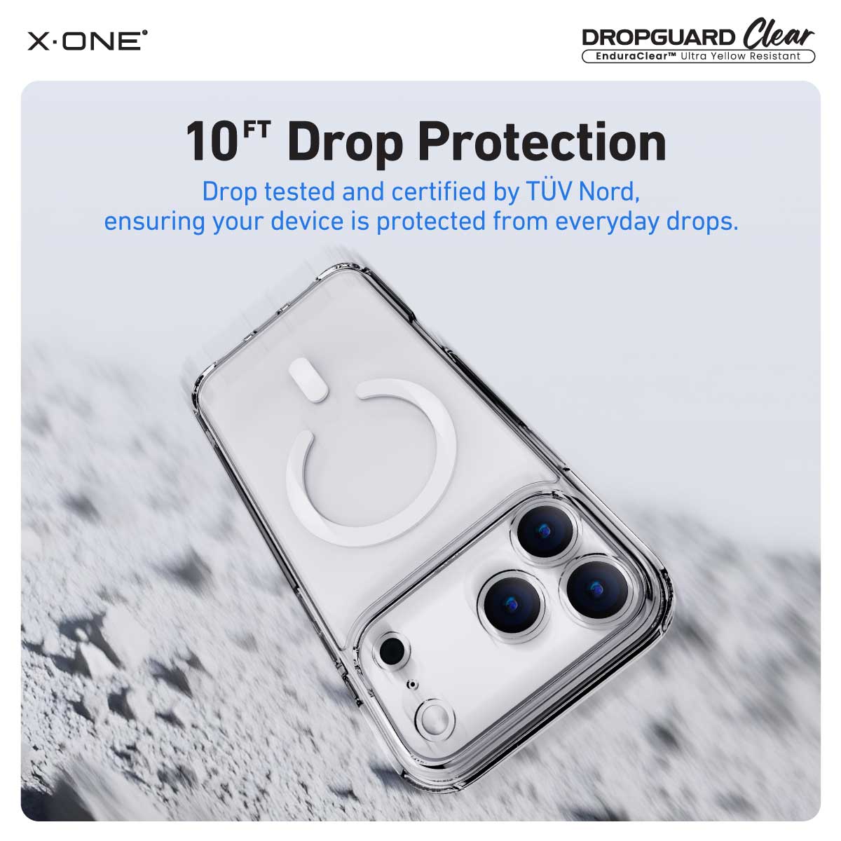 X.One Dropguard Clear Impact Protection Case with EnduraClear for iPhone 17 Series | Magsafe Compatible