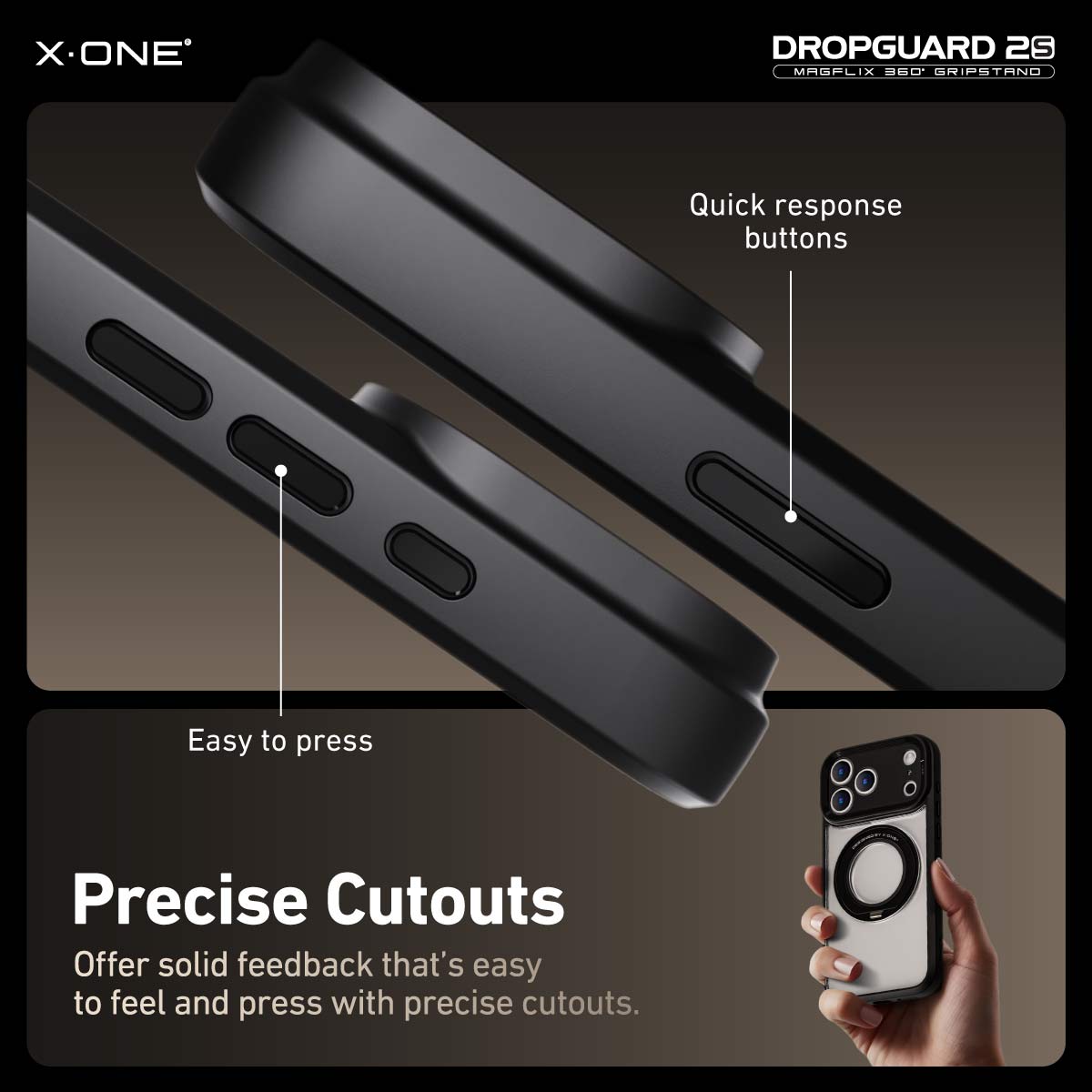 X.One Dropguard 2.0 with Gripstand Impact Protection Case for iPhone 17 Series | Magsafe Compatible