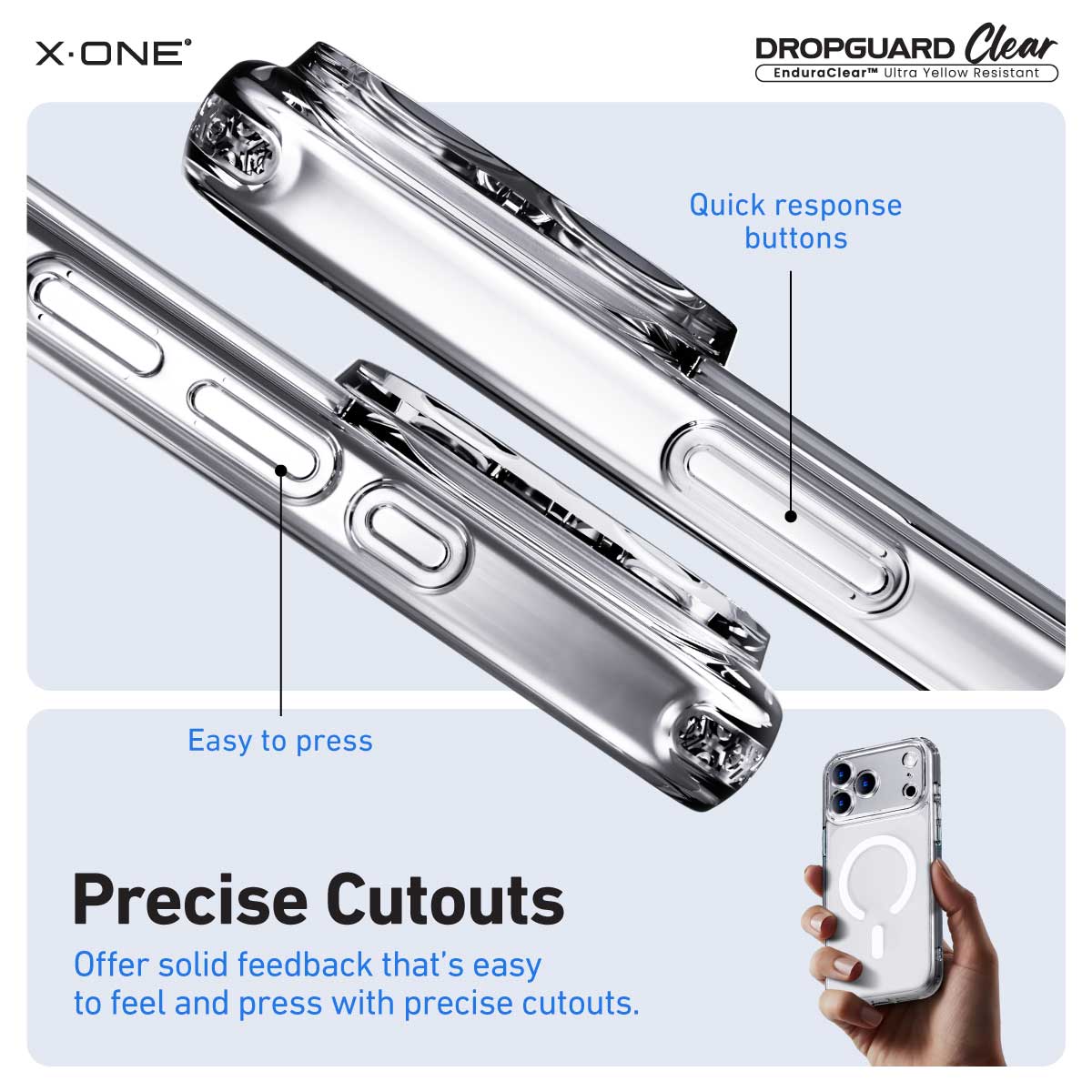 X.One Dropguard Clear Impact Protection Case with EnduraClear for iPhone 17 Series | Magsafe Compatible