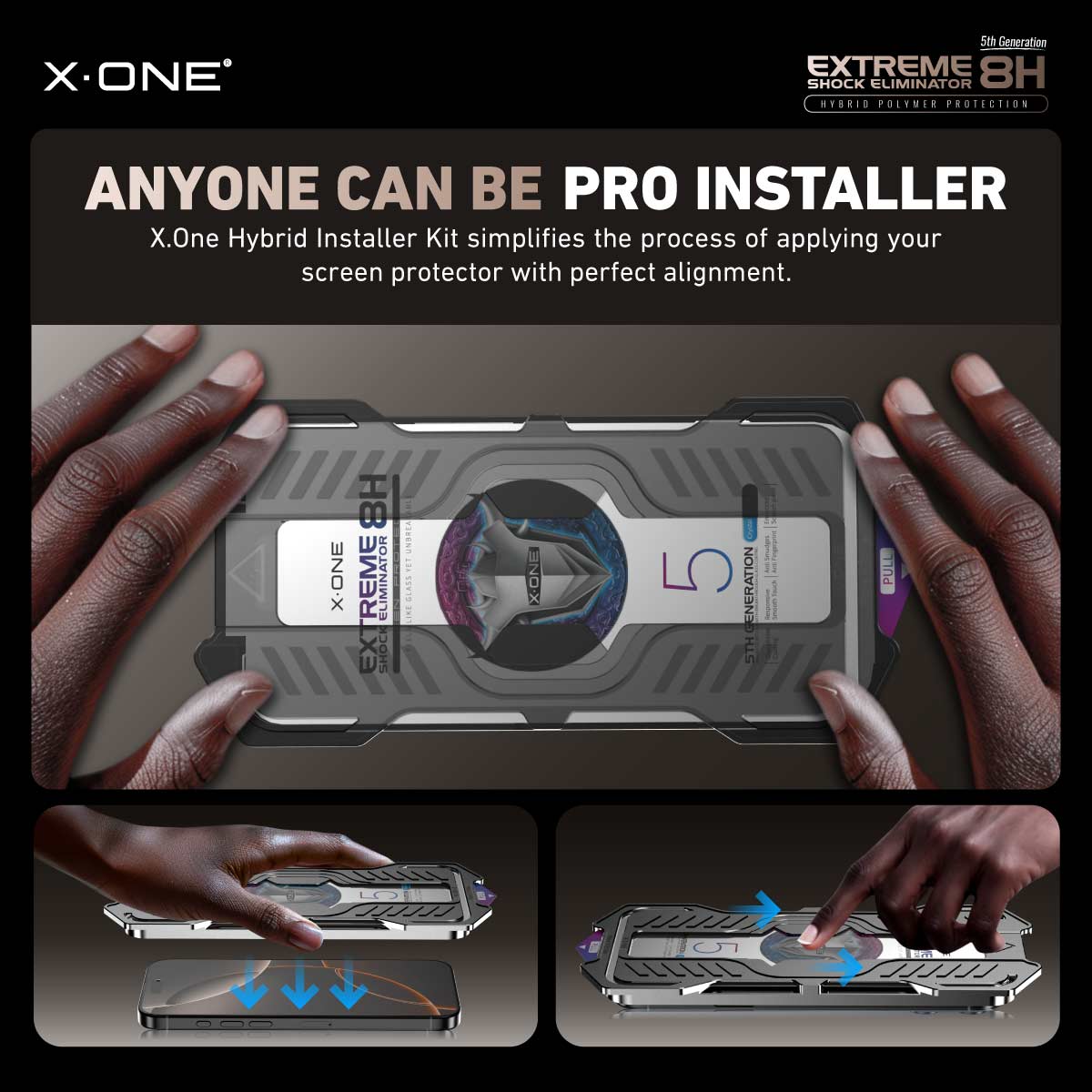 X.One® Hybrid Polymer Impact Screen Protector with Installer Kit