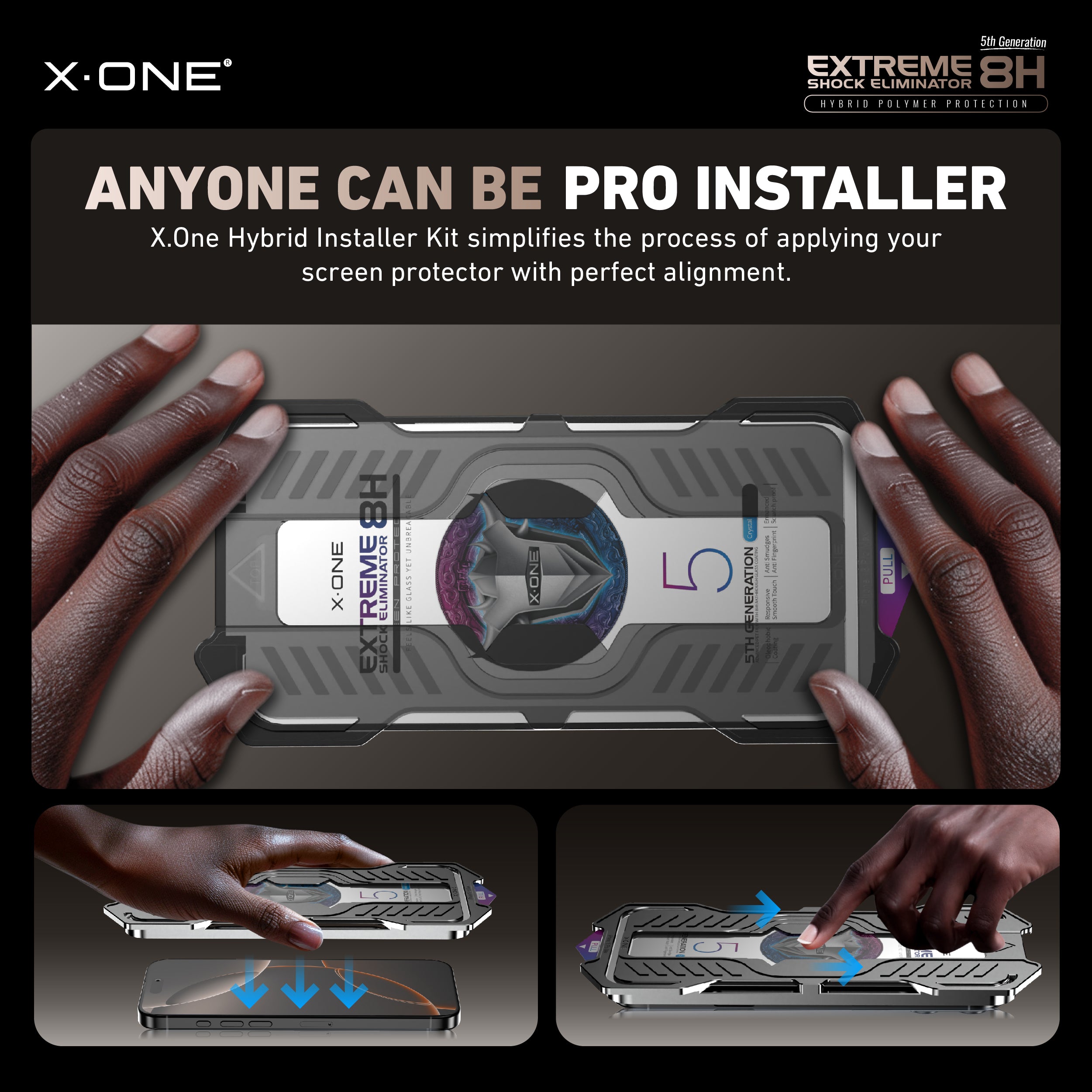 X.One® Hybrid Polymer Impact Screen Protector with Installer Kit
