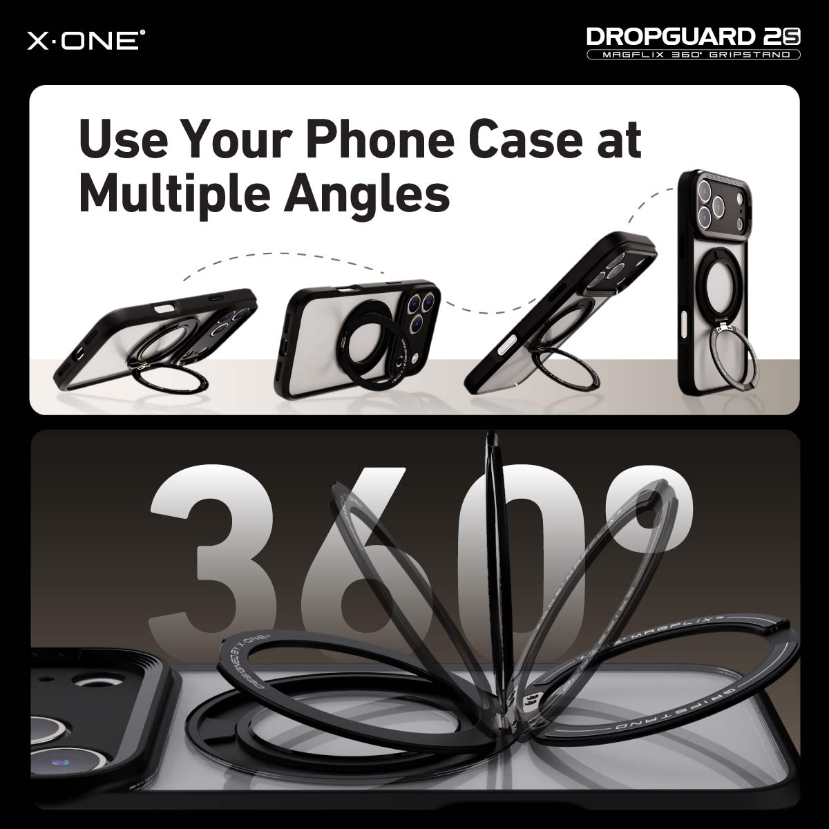 X.One Dropguard 2.0 with Gripstand Impact Protection Case for iPhone 17 Series | Magsafe Compatible