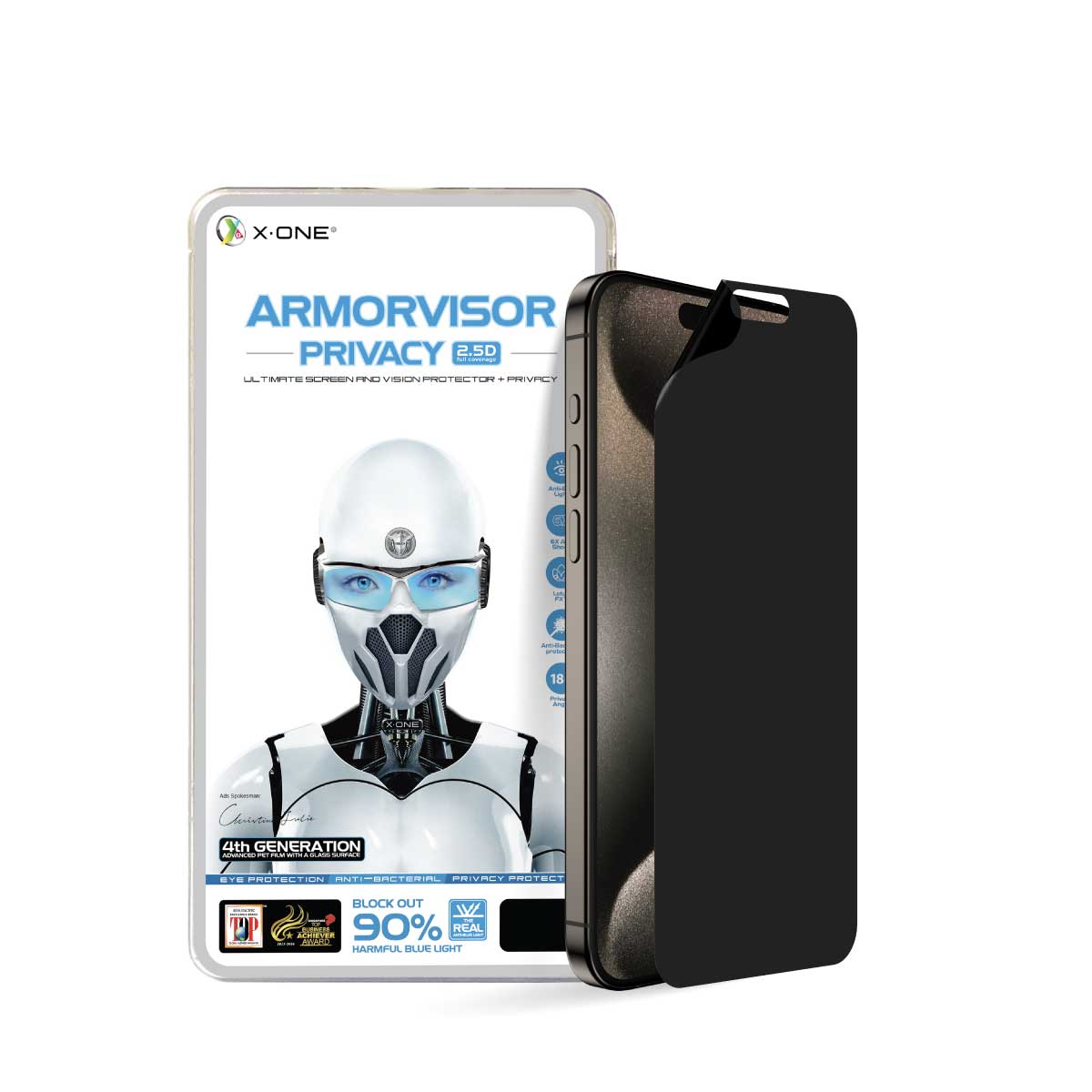 X.One® Hybrid Polymer Impact Screen Protector (Anti Blue Light + Privacy) for iPhone