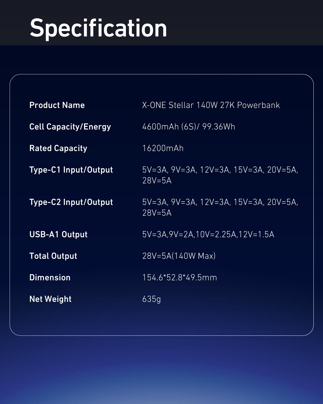 Stellar 140W 27600mAh