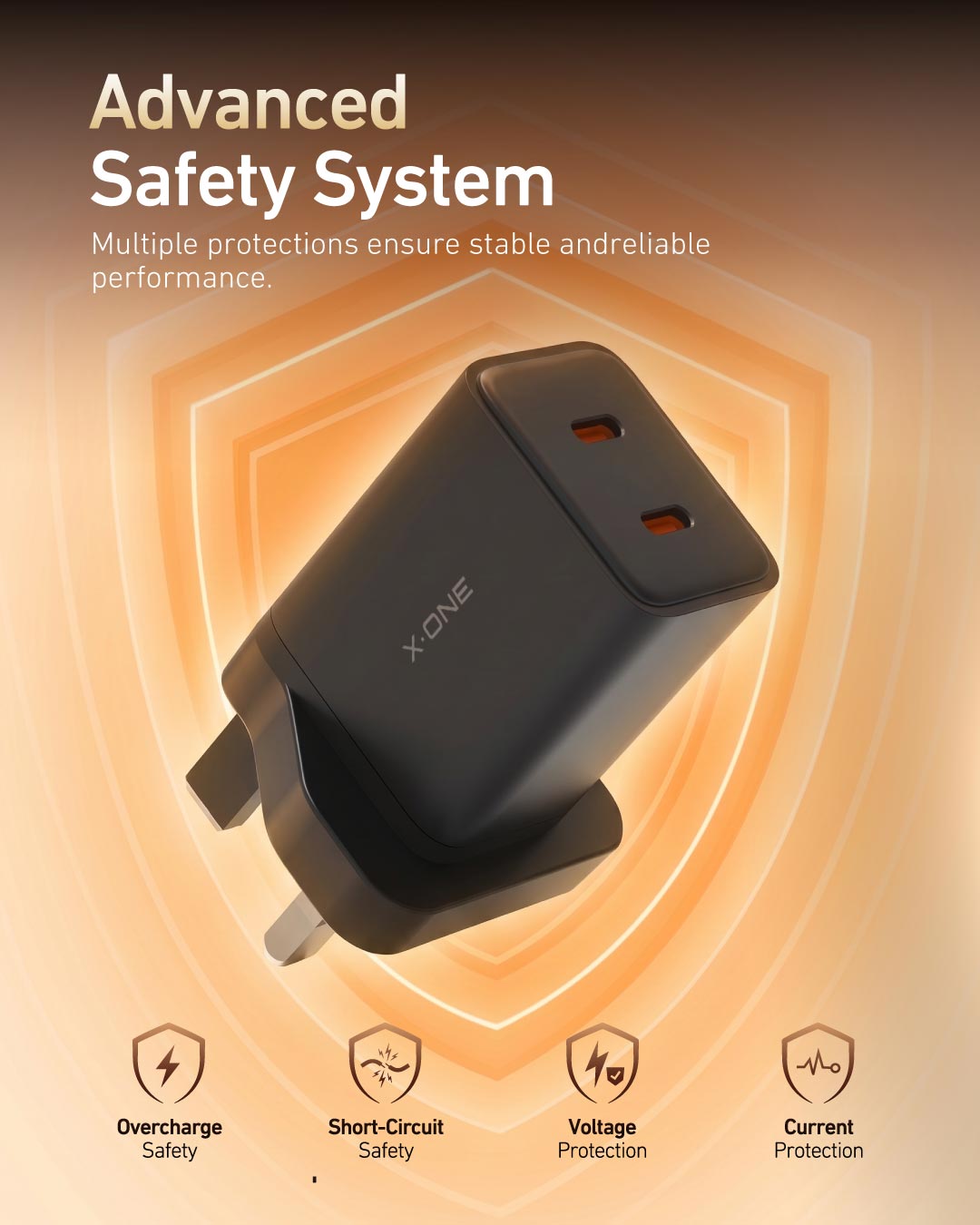 X.One® ChargeGo 45W Dual USB-C GaN Fast Charger — Feature 11