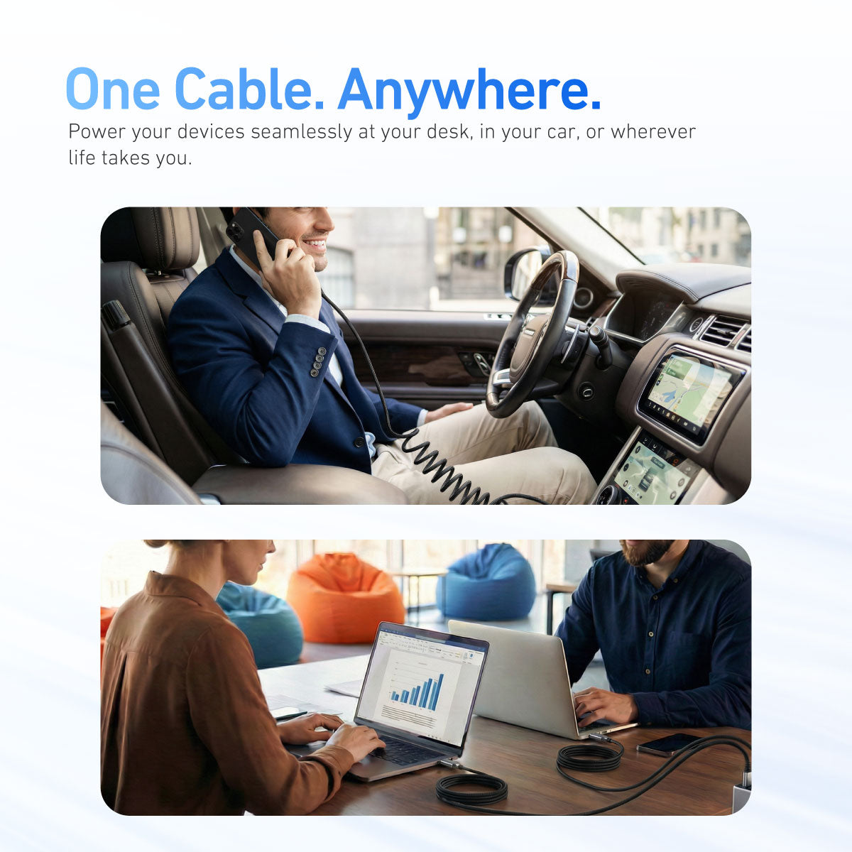 ReFlex Recoil 60W USB-C Fast Charge Cable