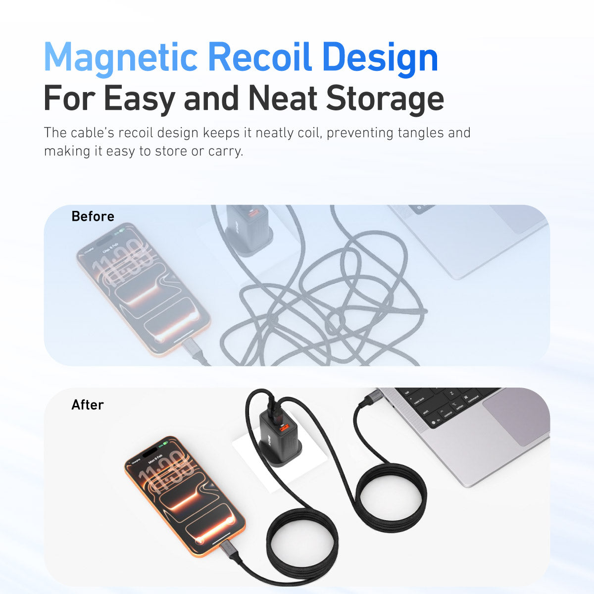 ReFlex Recoil 60W USB-C Fast Charge Cable