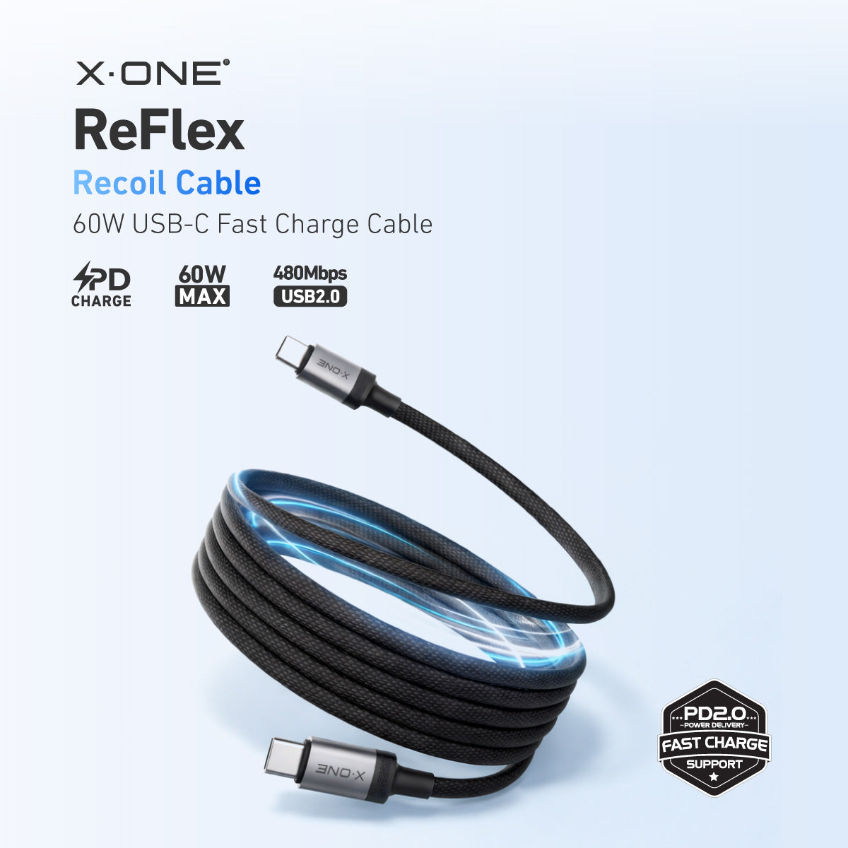 ReFlex Recoil 60W USB-C Fast Charge Cable
