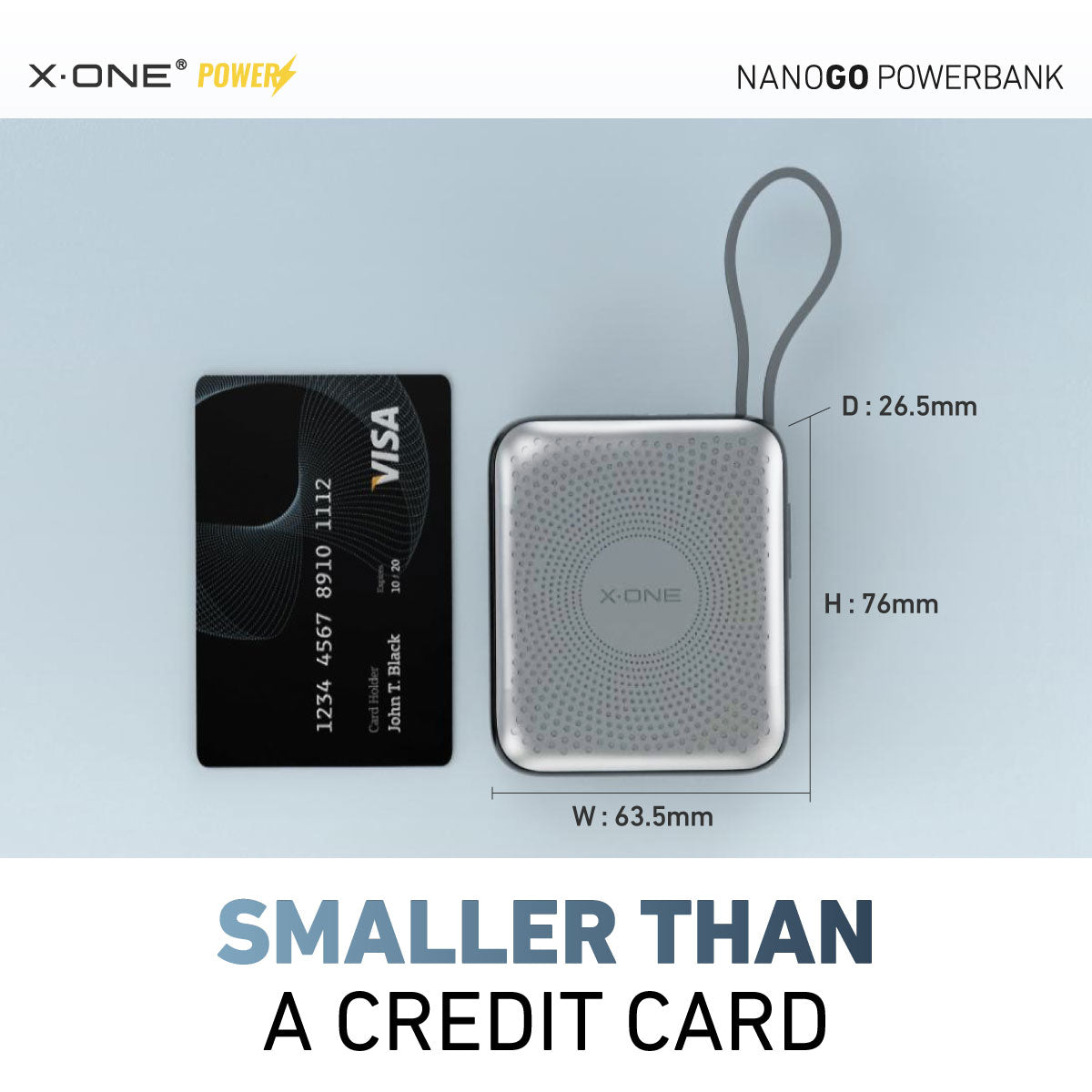 X.One NanoGo PD35W with Built-In Cable Fast Charging 10,000mAh Powerbank with Digital Display Compact Size