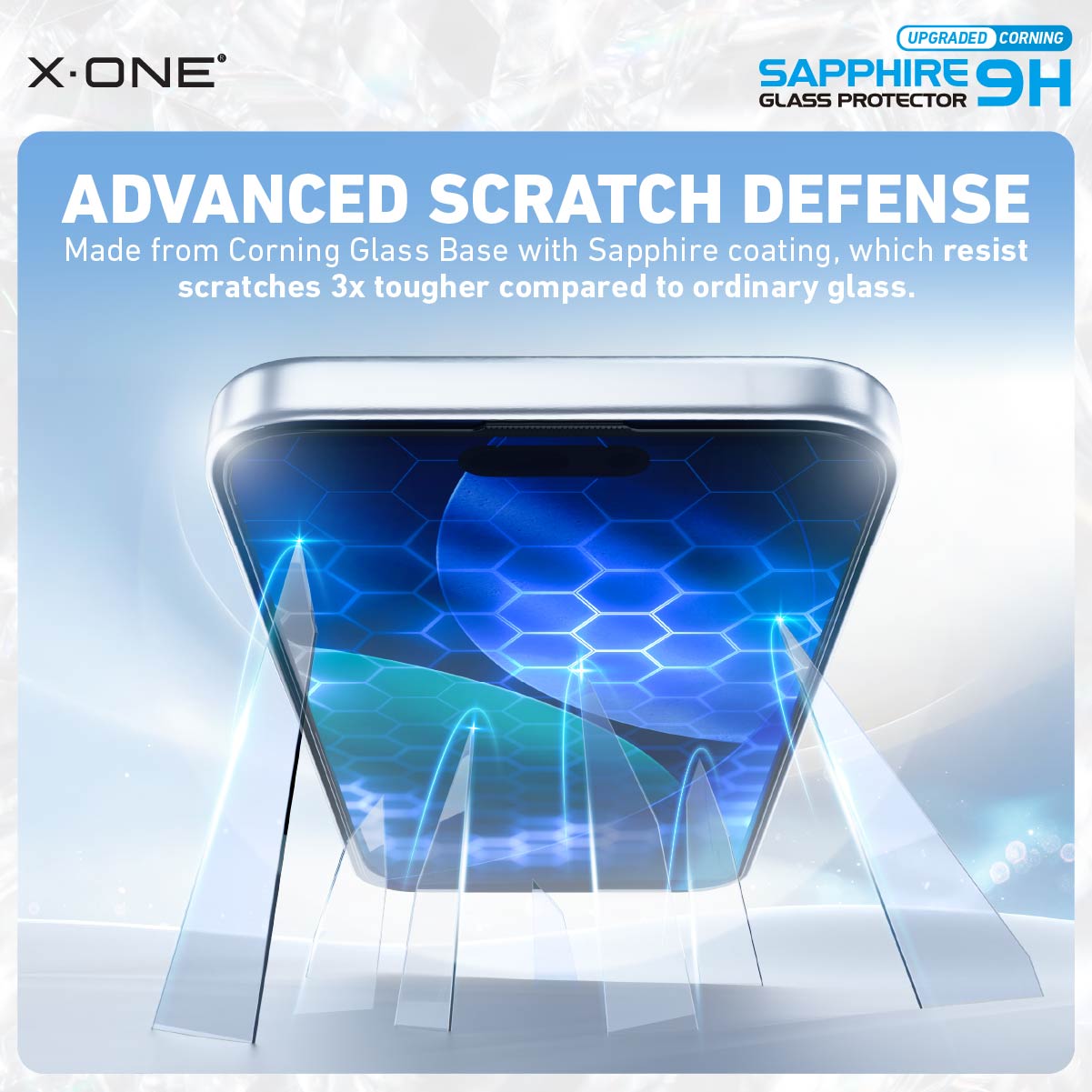 X.One® Sapphire Coated Corning Glass with Dust Free Installer Kit for iPhone