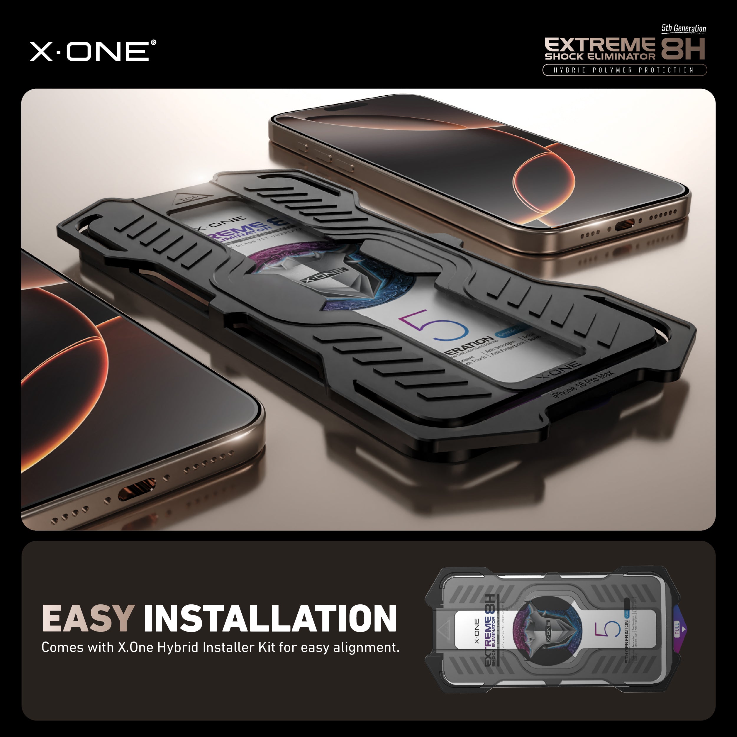 X.One® Hybrid Polymer Impact Screen Protector with Installer Kit
