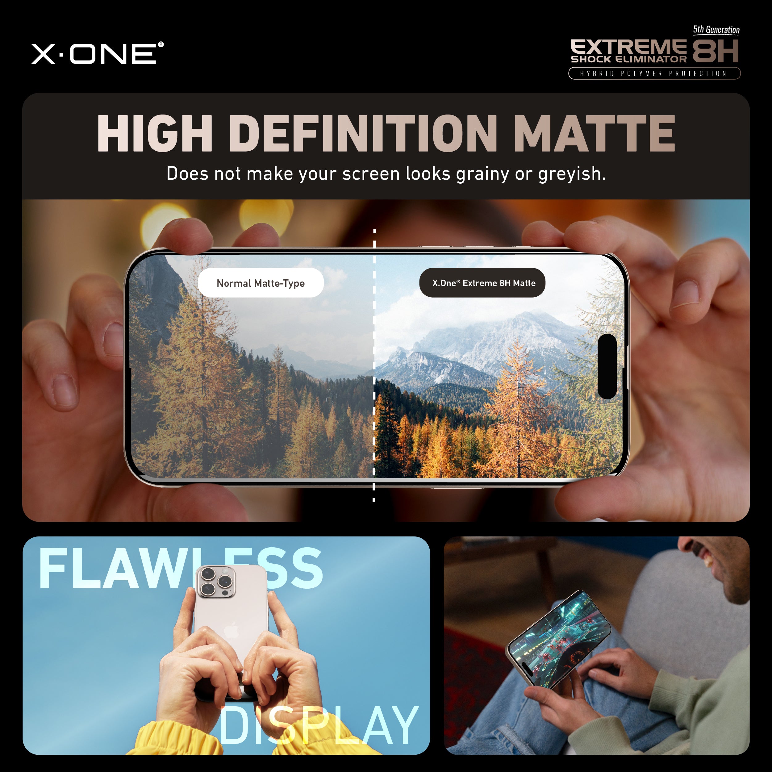 X.One® Hybrid Polymer Impact Screen Protector with Installer Kit