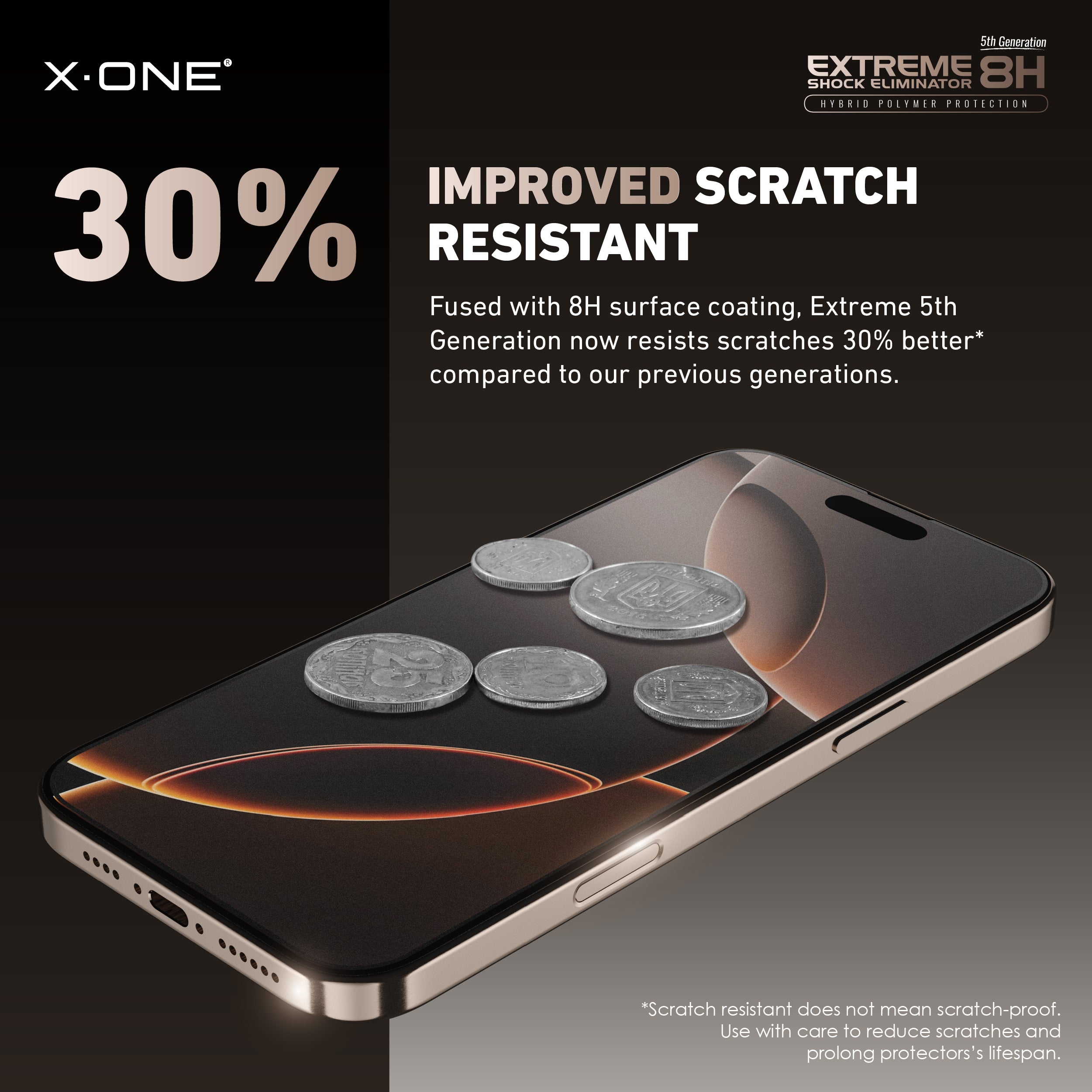 X.One® Hybrid Polymer Impact Screen Protector with Installer Kit