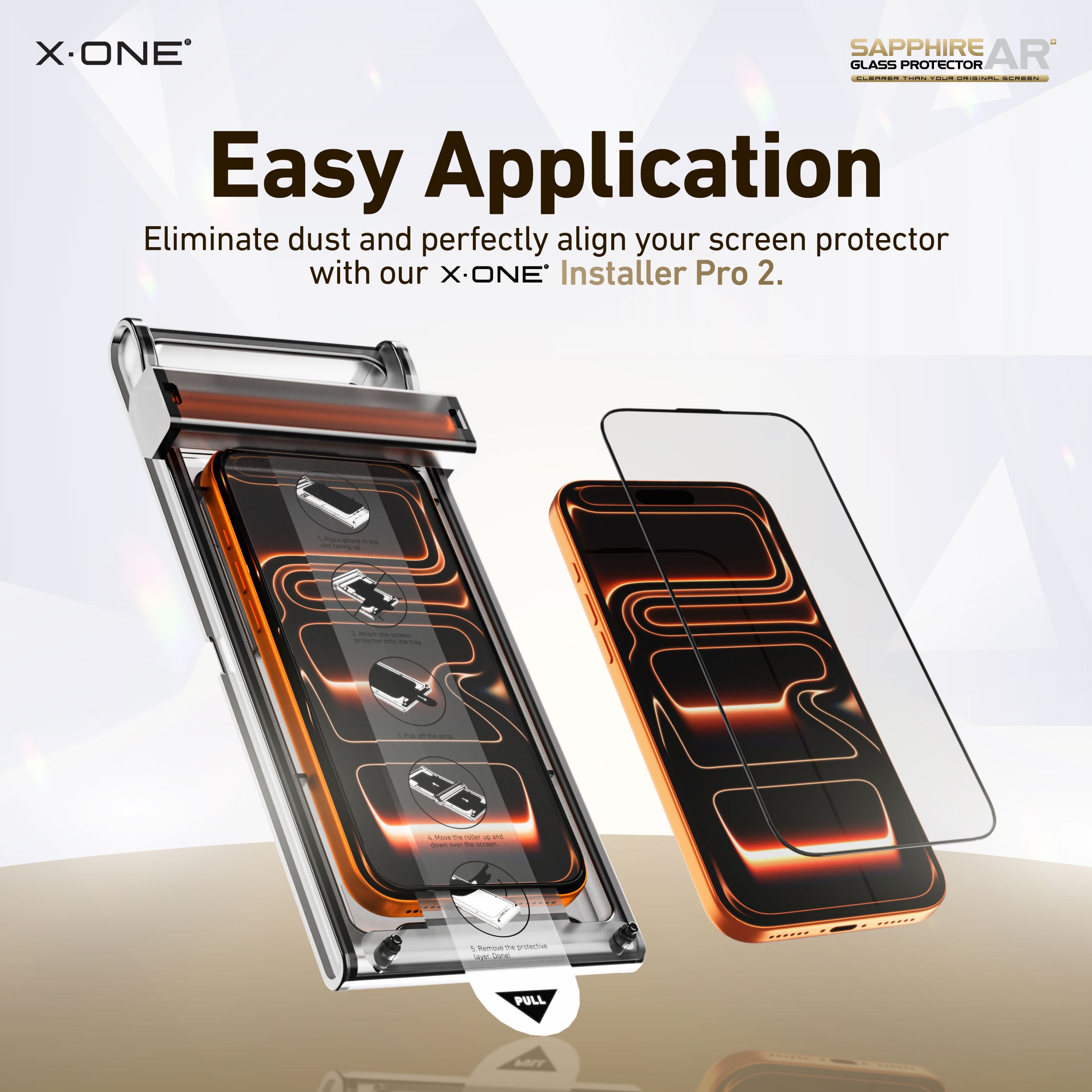 X.One Sapphire AR+ Glass Protector with Installer Kit for iPhone 17 & 16 Series