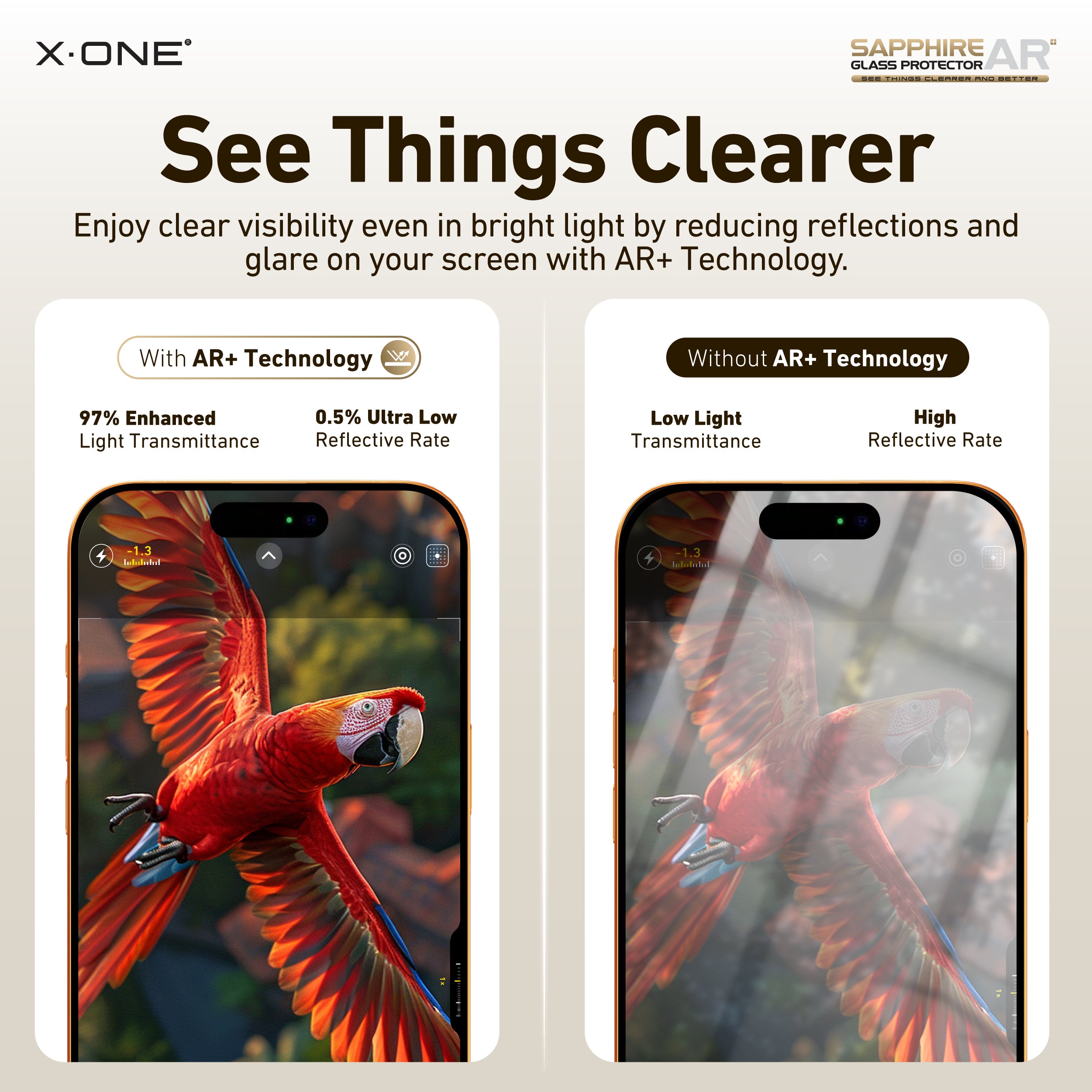 X.One Sapphire AR+ Glass Protector with Installer Kit for iPhone 17 & 16 Series