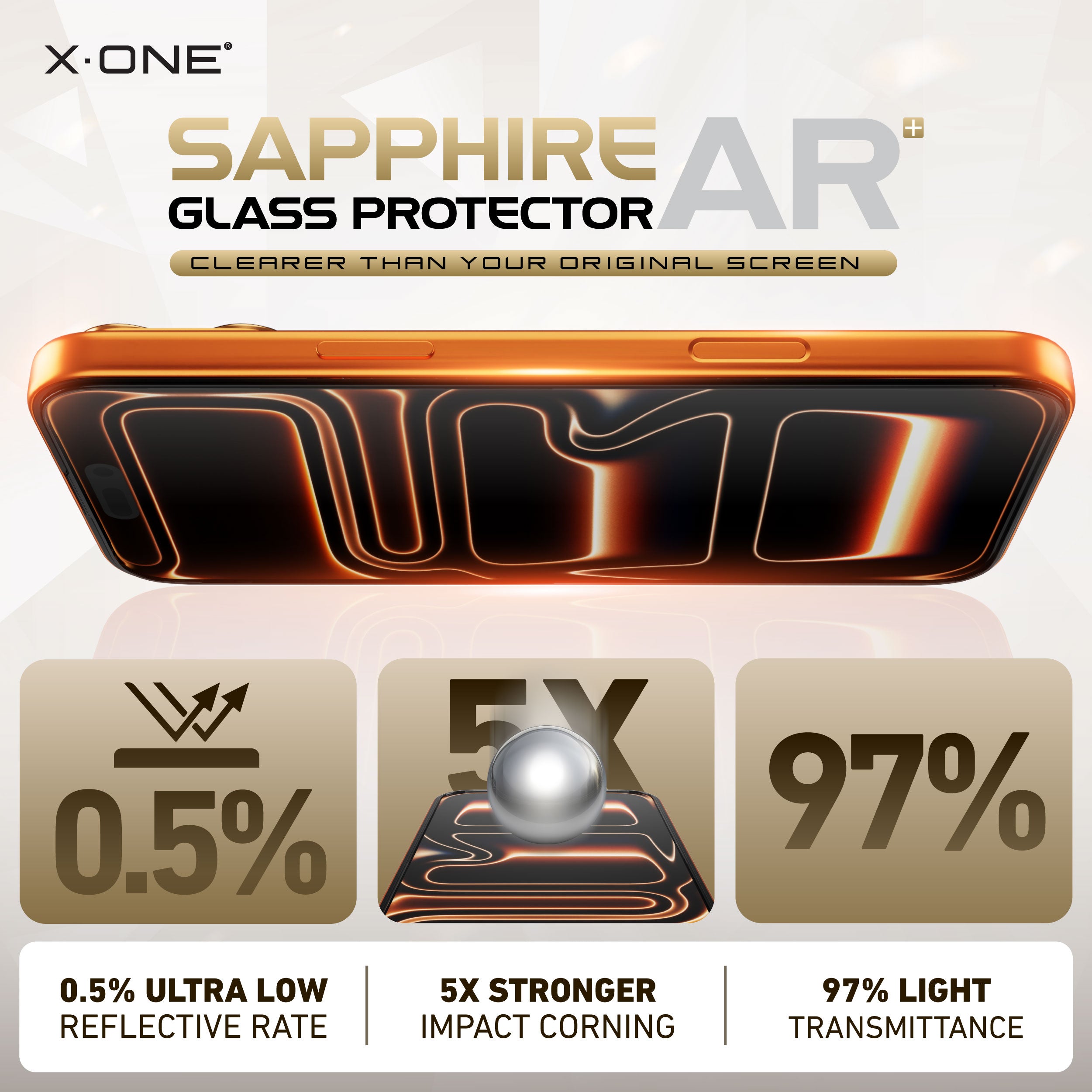 X.One Sapphire AR+ Glass Protector with Installer Kit for iPhone 17 & 16 Series