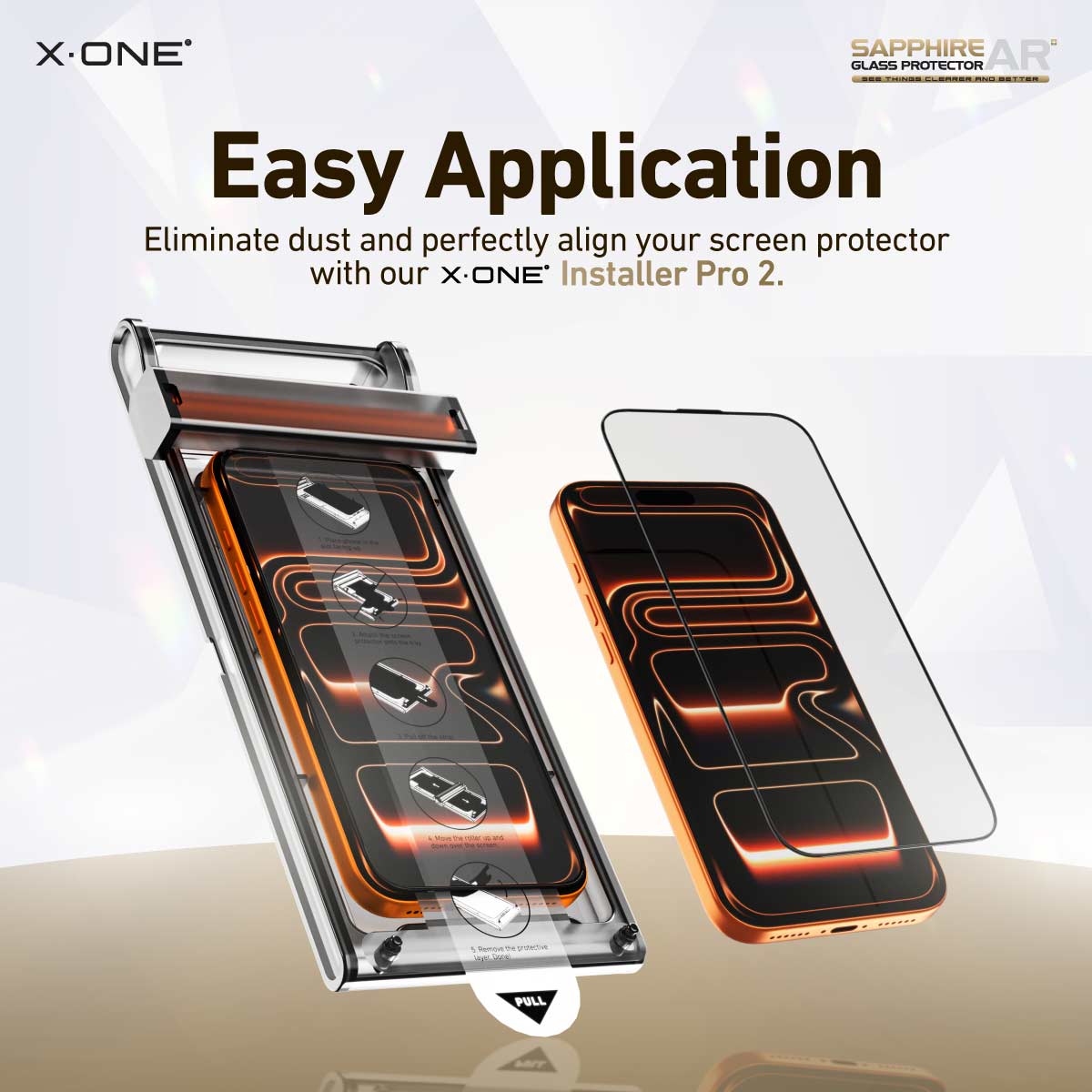 X.One Sapphire AR+ Glass Protector with Installer Kit for iPhone 17 & 16 Series