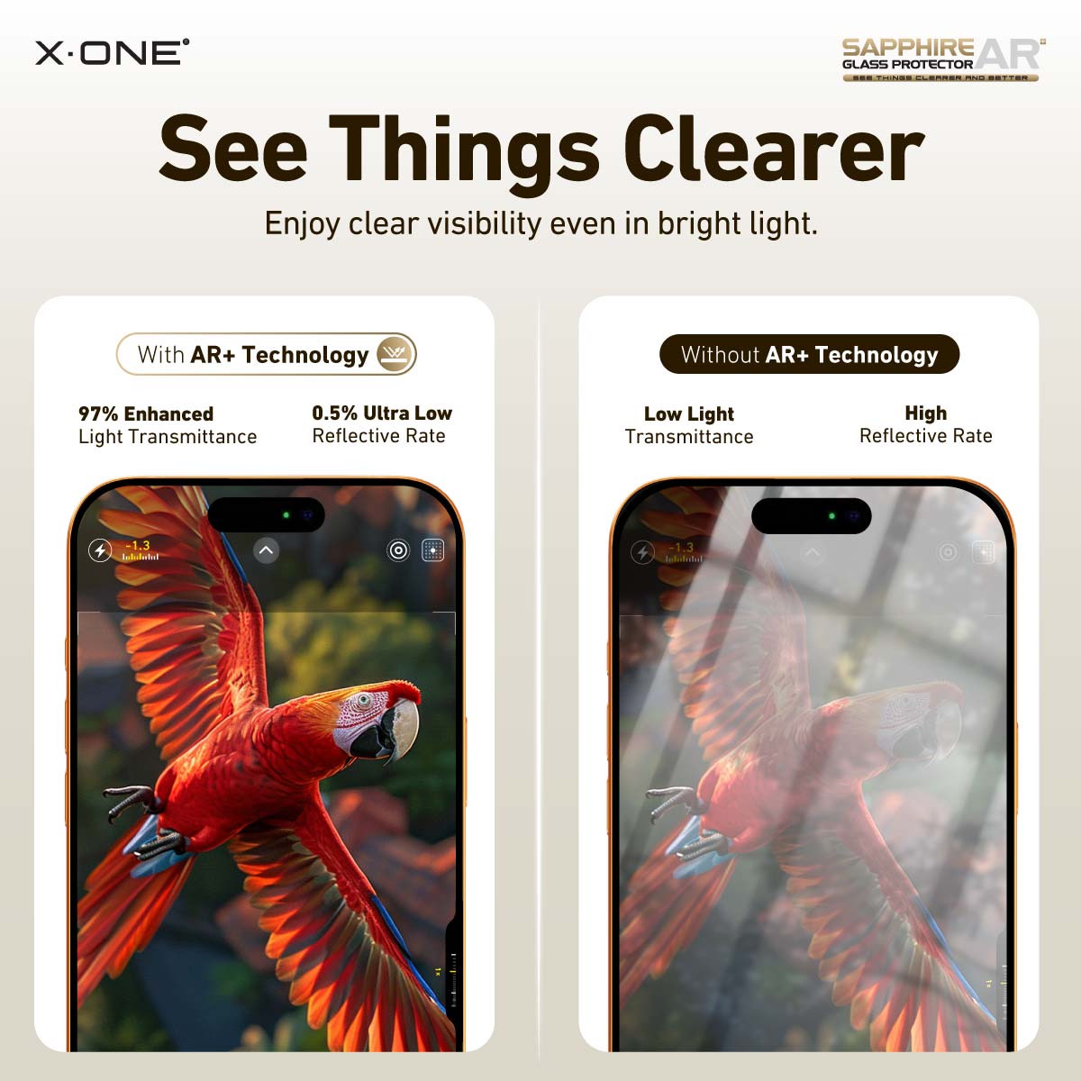 X.One Sapphire AR+ Glass Protector with Installer Kit for iPhone 17 & 16 Series