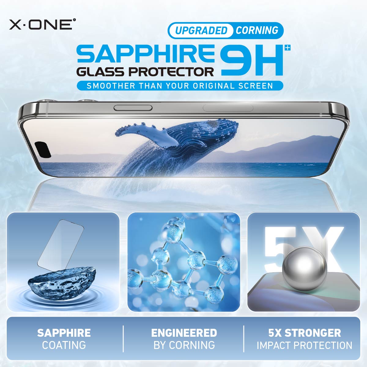 X.One® Sapphire Coated Corning Glass with Dust Free Installer Kit for iPhone