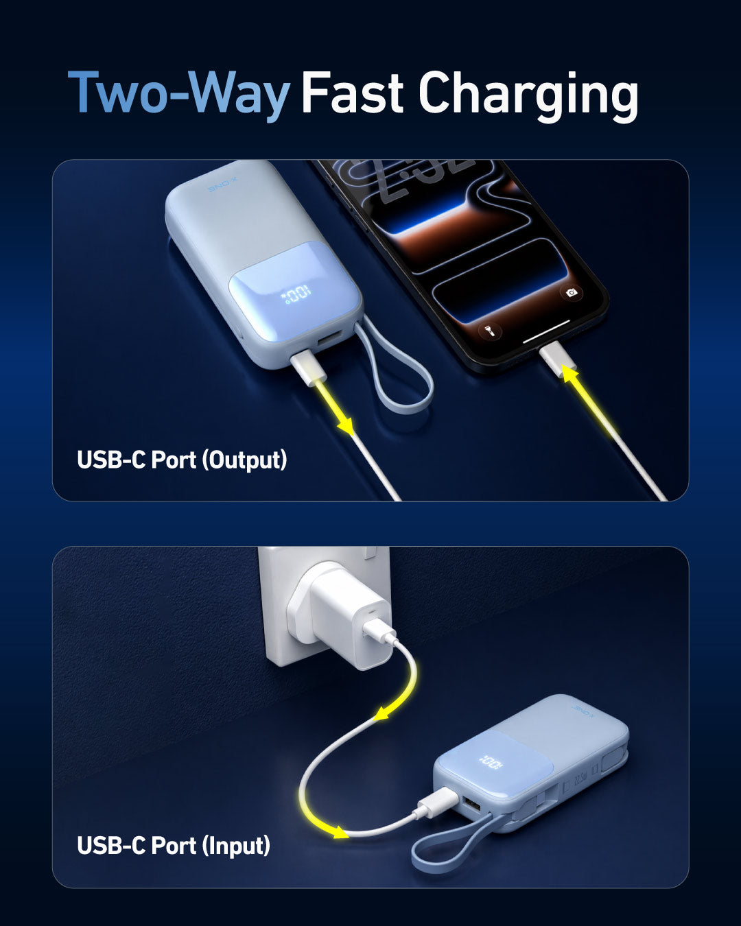 X.One® Atom Duo 10000mAh Power Bank — Two-Way Fast Charging