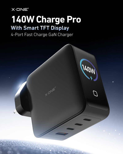 Charge Pro 140W Fast GaN Charger with Smart TFT Display