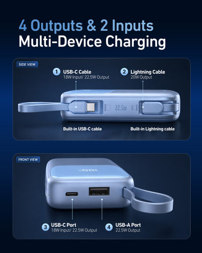 X.One® Atom Duo 10000mAh Power Bank — 4 Outputs 2 Inputs