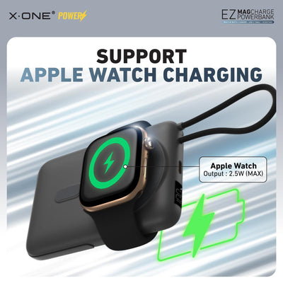 X.One® EZ MagCharge 10000mAh MagSafe Wireless Power Bank — Apple Watch Charging