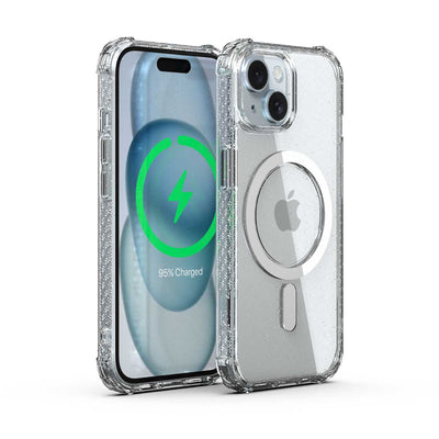 X.One® Dropguard Pro Glitter MagSafe Case for iPhone 15 — Clear Glitter