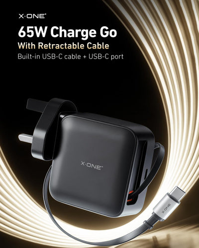 X.One® ChargeGo 65W Retractable Cable GaN Charger — Feature 1
